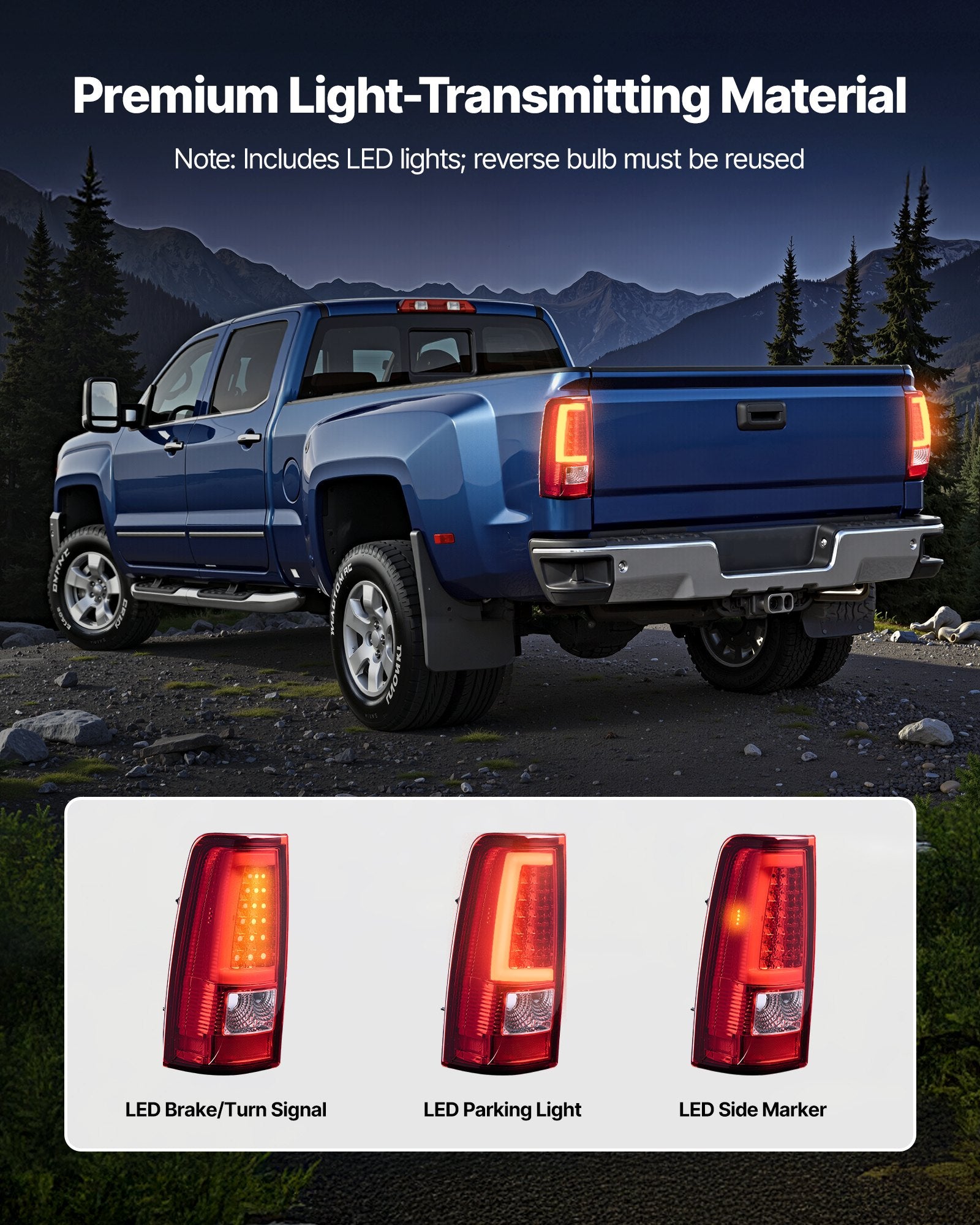 Upgrade Your 2003-2007 Chevy Silverado or Classic with Red LED Tail Light Assembly - IP67 Waterproof, High Clarity, Driver & Passenger Side, Easy Installation, OEM Replacement, Premium Housing, Brake Lamps with Bulbs Included