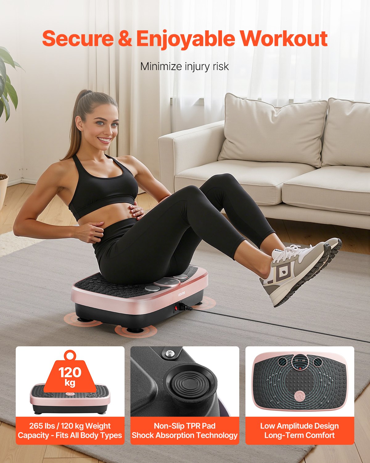 Whole Body Vibration Plate Machine for Lymphatic Drainage and Weight Loss - Home Gym Fitness Shaker with Magnetic Acupoints, Pink, Includes Resistance Bands