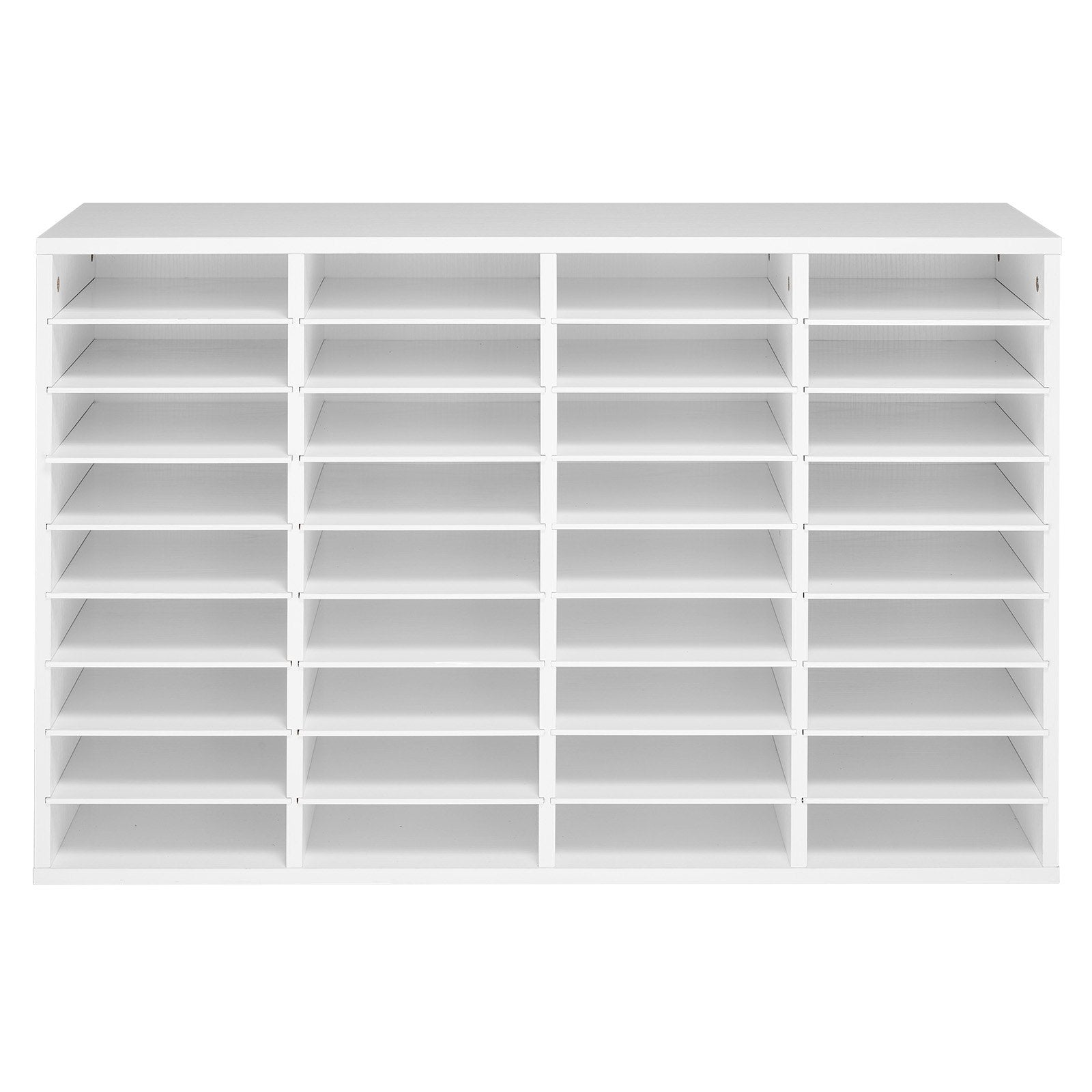 Versatile 36-Compartment Wooden Literature Organizer with Detachable Shelves for Office, Home, Mail, File, and Document Sorting