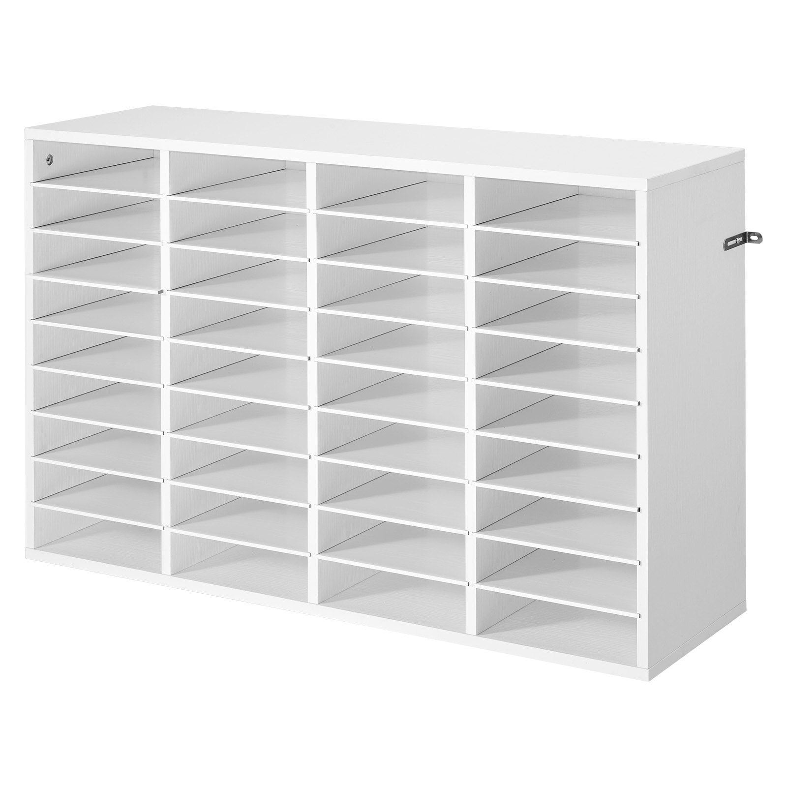 Versatile 36-Compartment Wooden Literature Organizer with Detachable Shelves for Office, Home, Mail, File, and Document Sorting