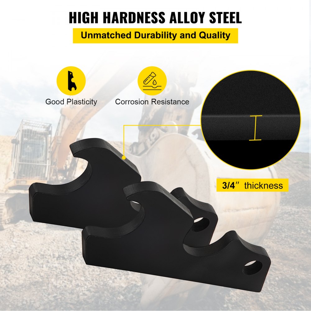 Heavy-Duty 3/4" Excavator Bucket Ears for KX Series with Black Steel Coating, Set of 2 Attachments