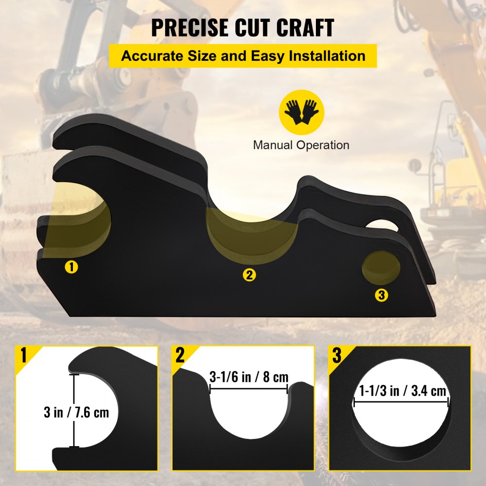 Heavy-Duty 3/4" Excavator Bucket Ears for KX Series with Black Steel Coating, Set of 2 Attachments