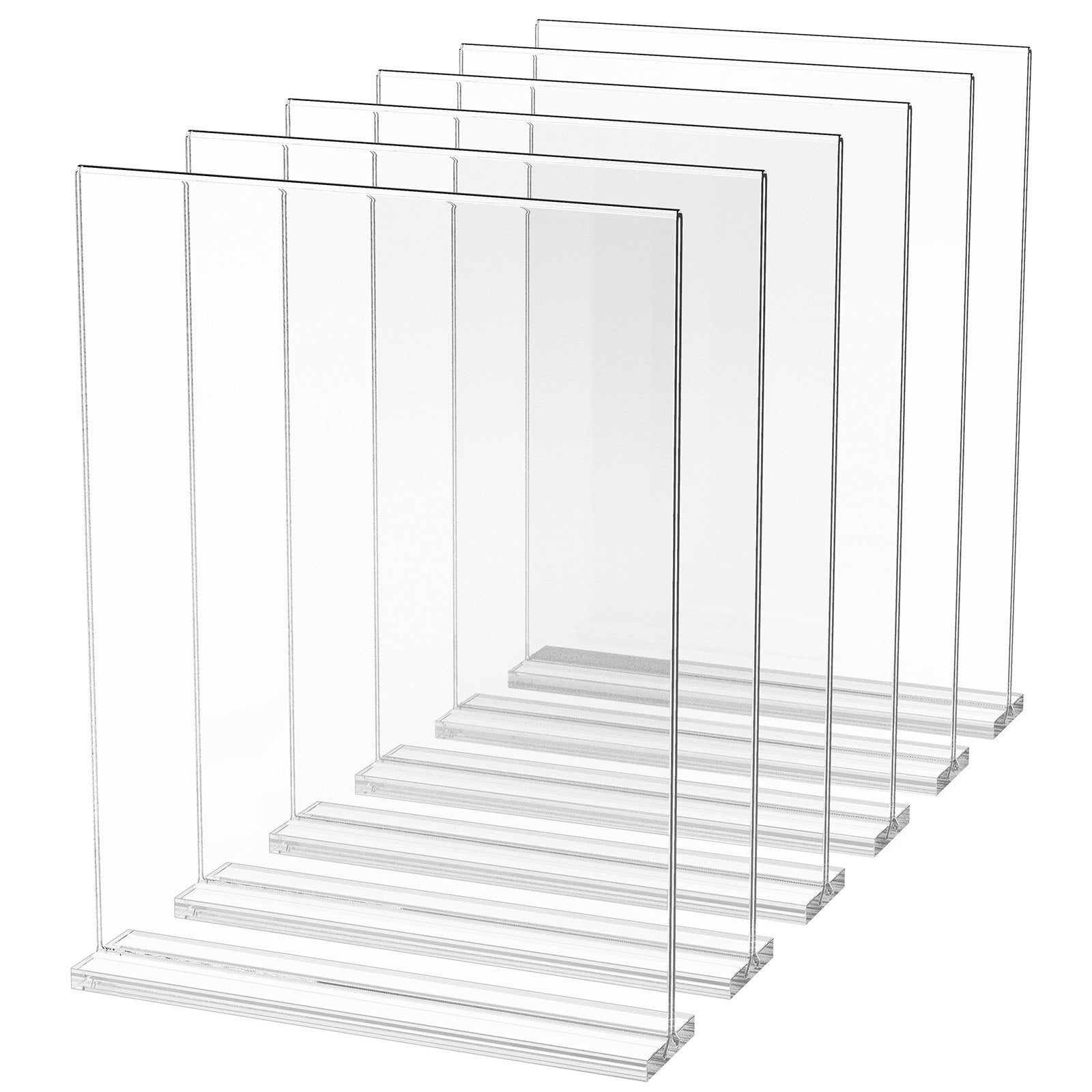 6 Pack Acrylic Sign Holders - Double Sided 8.5x11" Display Stands for Brochures, Menus, Photos - Ideal for Restaurants, Offices, Weddings, Bars