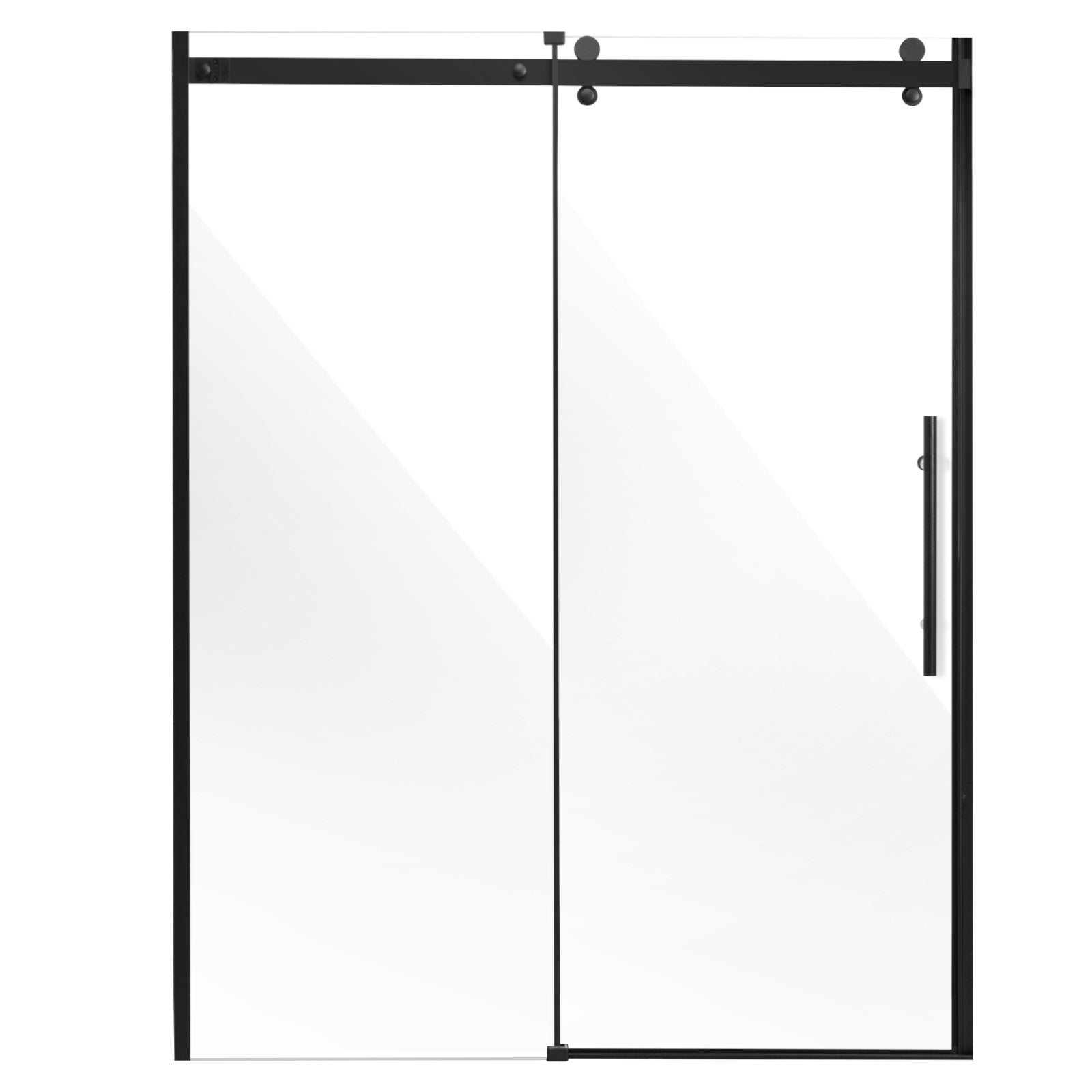Frameless Matte Black Sliding Shower Door, 58-59 W x 75 H in, with 8mm Tempered Glass, Shatterproof, Stainproof, Waterproof and Durable Stainless Steel Hardware