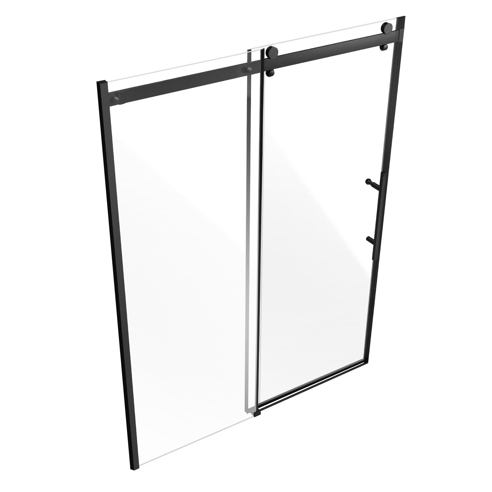 Frameless Matte Black Sliding Shower Door, 58-59 W x 75 H in, with 8mm Tempered Glass, Shatterproof, Stainproof, Waterproof and Durable Stainless Steel Hardware