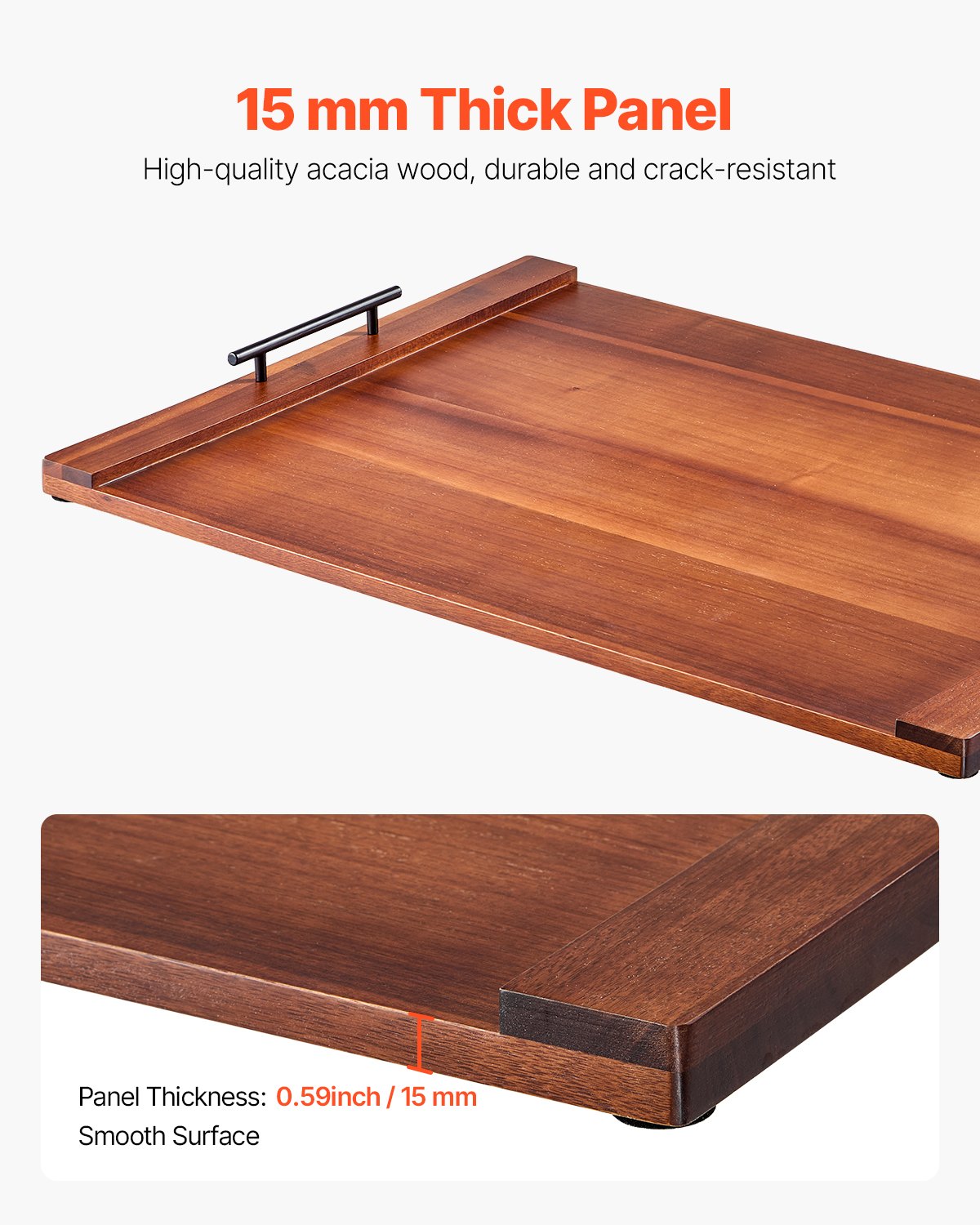 Acacia Wood Noodle Board Stove Top Cover - Versatile Cutting Board for Gas & Electric Stoves, RV & Sink Space Saver with Handles