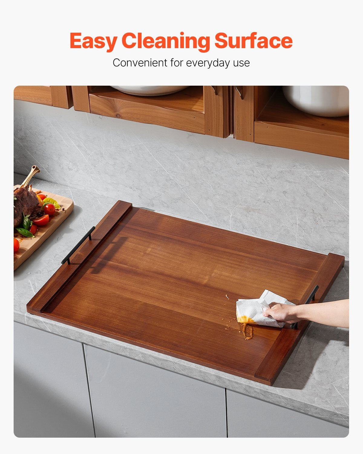 Acacia Wood Noodle Board Stove Top Cover - Versatile Cutting Board for Gas & Electric Stoves, RV & Sink Space Saver with Handles
