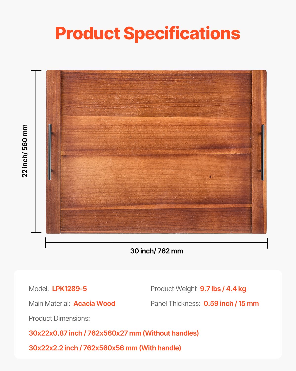 Acacia Wood Noodle Board Stove Top Cover - Versatile Cutting Board for Gas & Electric Stoves, RV & Sink Space Saver with Handles