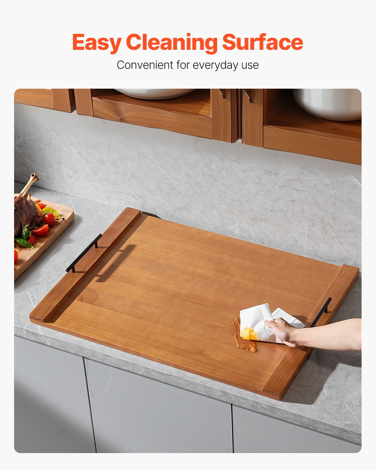 Expandable Pine Wood Noodle Board Stove Top Cover with Handles for Gas & Electric Stoves, RV & Kitchen Sink Counter Space Saver