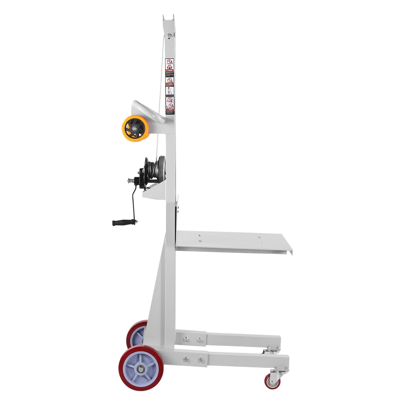 Heavy-Duty 400 lbs Capacity Material Lift Winch Stacker with Adjustable Plate, 51.1 in Max Height, Multifuntional Pallet Truck Dolly