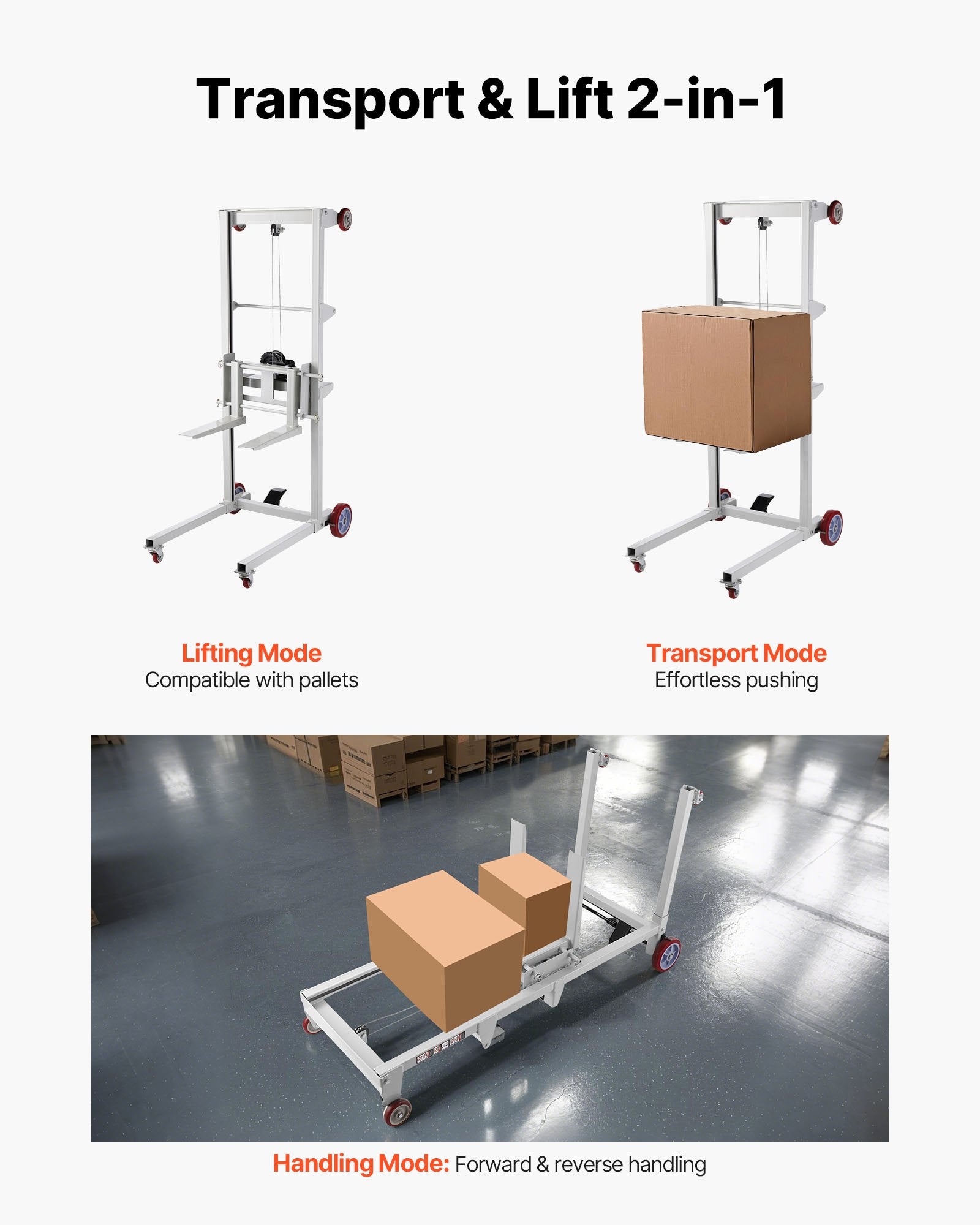 High-Capacity Manual Winch Stacker with Wheels, 551 lbs Load, 70 in Lift Height, Versatile Pallet Truck Dolly with Adjustable Fork