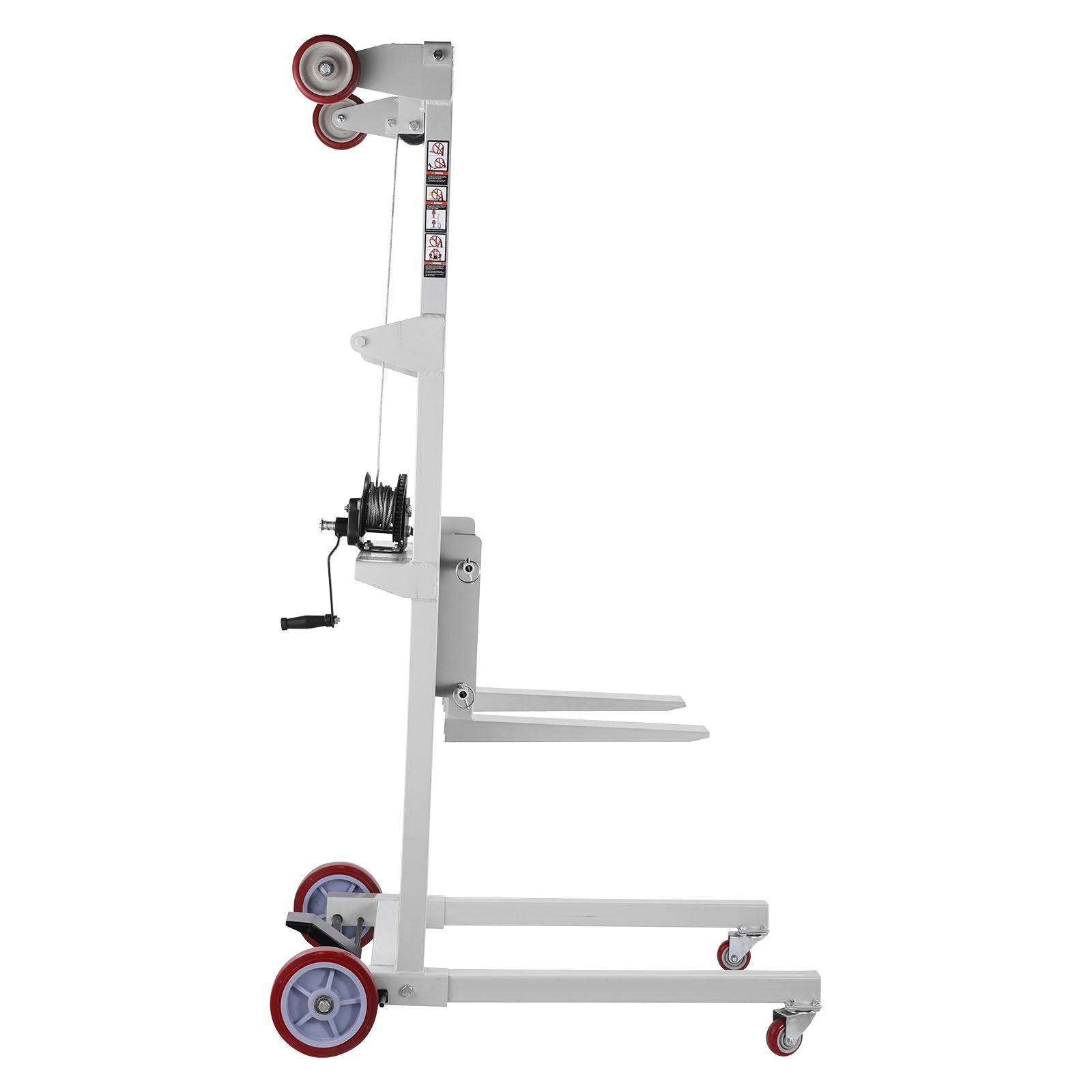 High-Capacity Manual Winch Stacker with Wheels, 551 lbs Load, 70 in Lift Height, Versatile Pallet Truck Dolly with Adjustable Fork
