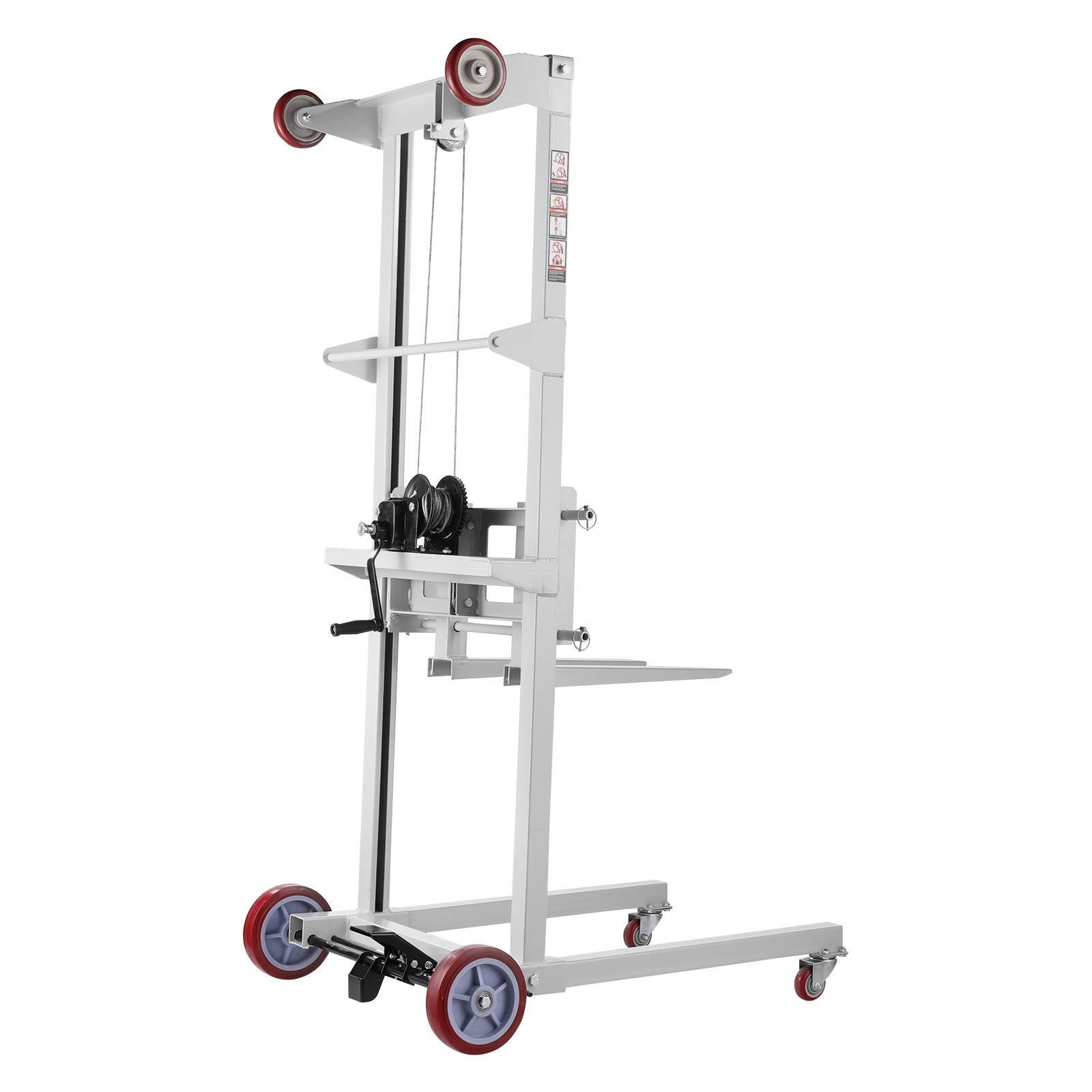 High-Capacity Manual Winch Stacker with Wheels, 551 lbs Load, 70 in Lift Height, Versatile Pallet Truck Dolly with Adjustable Fork