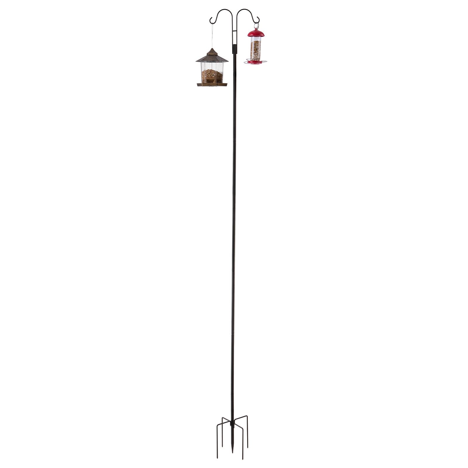 8 Pack Heavy Duty Double Shepherds Hooks, 108 Inch Garden Poles for Bird Feeders, Hummingbird Feeders, Plant Baskets, Solar Lights, and Wind Chimes