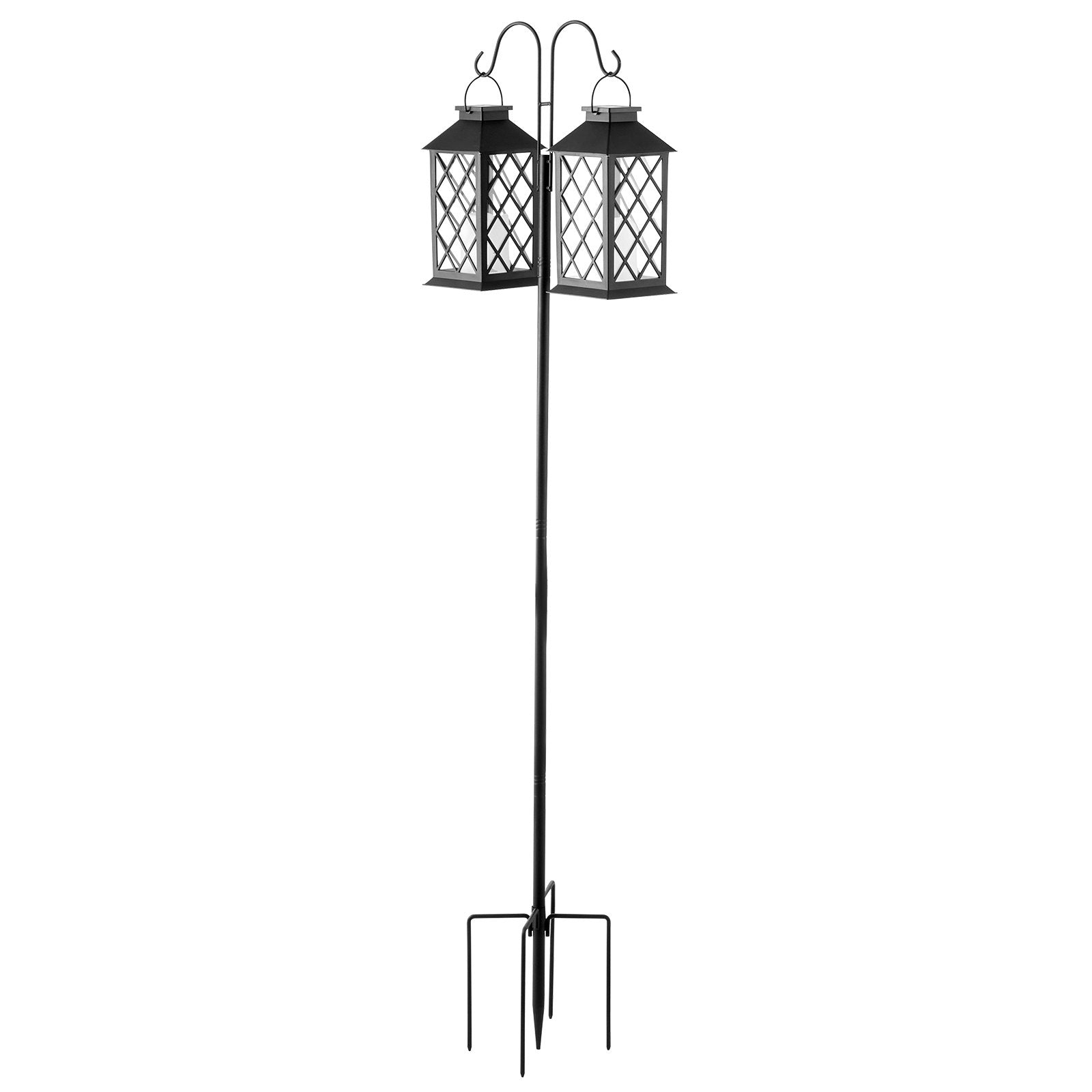 8 Pack 60 Inch Double Shepherds Hooks for Hanging Hummingbird Feeders, Plant Baskets, Solar Lanterns, Wind Chimes - Heavy Duty, Rust-Resistant Bird Feeder Poles with Adjustable Height, Easy Installation, and High-Quality Steel Construction