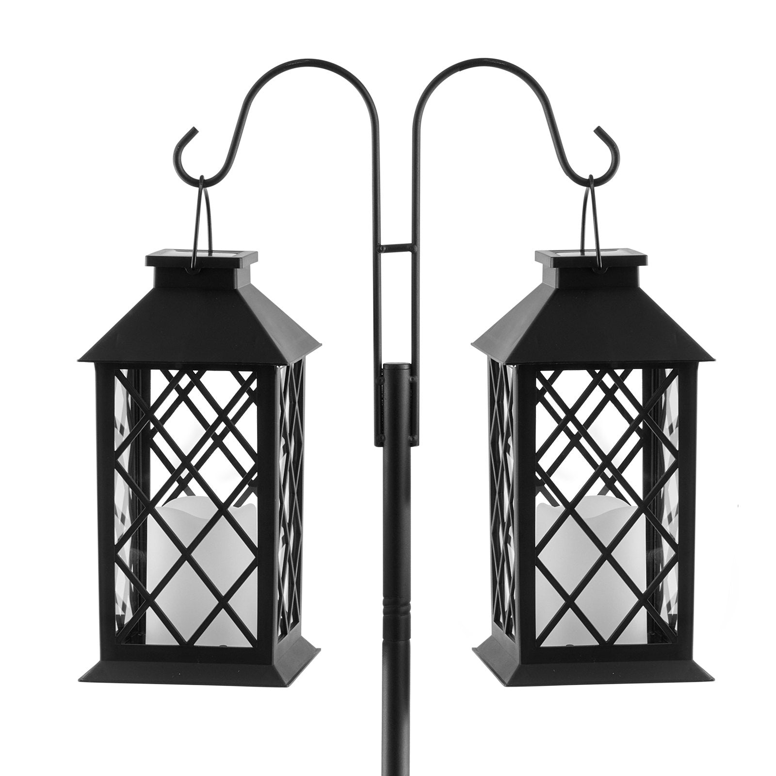 8 Pack 60 Inch Double Shepherds Hooks for Hanging Hummingbird Feeders, Plant Baskets, Solar Lanterns, Wind Chimes - Heavy Duty, Rust-Resistant Bird Feeder Poles with Adjustable Height, Easy Installation, and High-Quality Steel Construction
