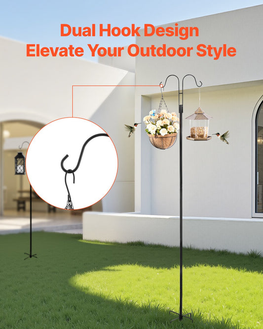 Robust 8-Pack Double Shepherds Hooks: 76-Inch Heavy Duty Garden Poles for Hummingbird Feeders, Plant Baskets & Solar Lights