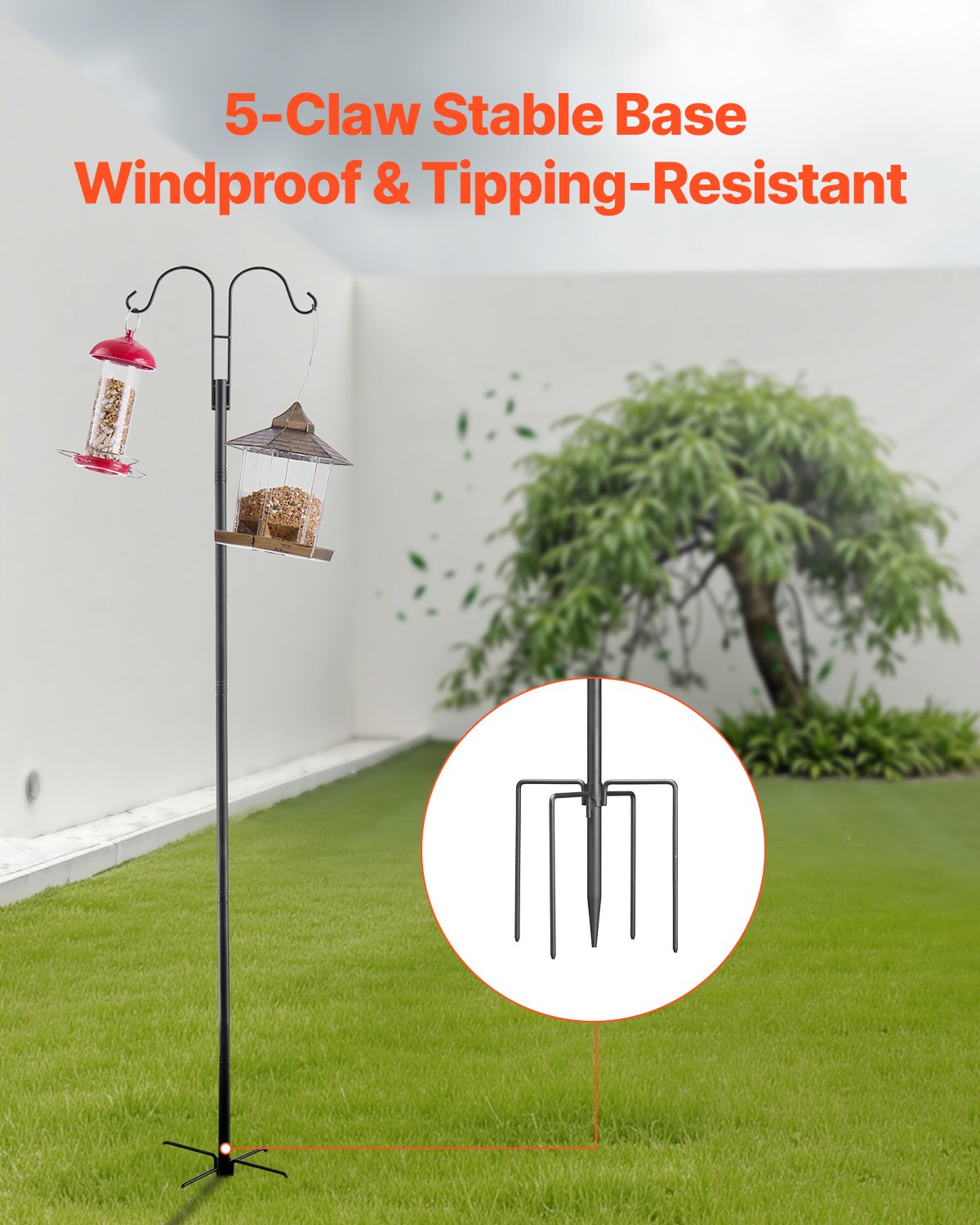 Robust 8-Pack Double Shepherds Hooks: 76-Inch Heavy Duty Garden Poles for Hummingbird Feeders, Plant Baskets & Solar Lights