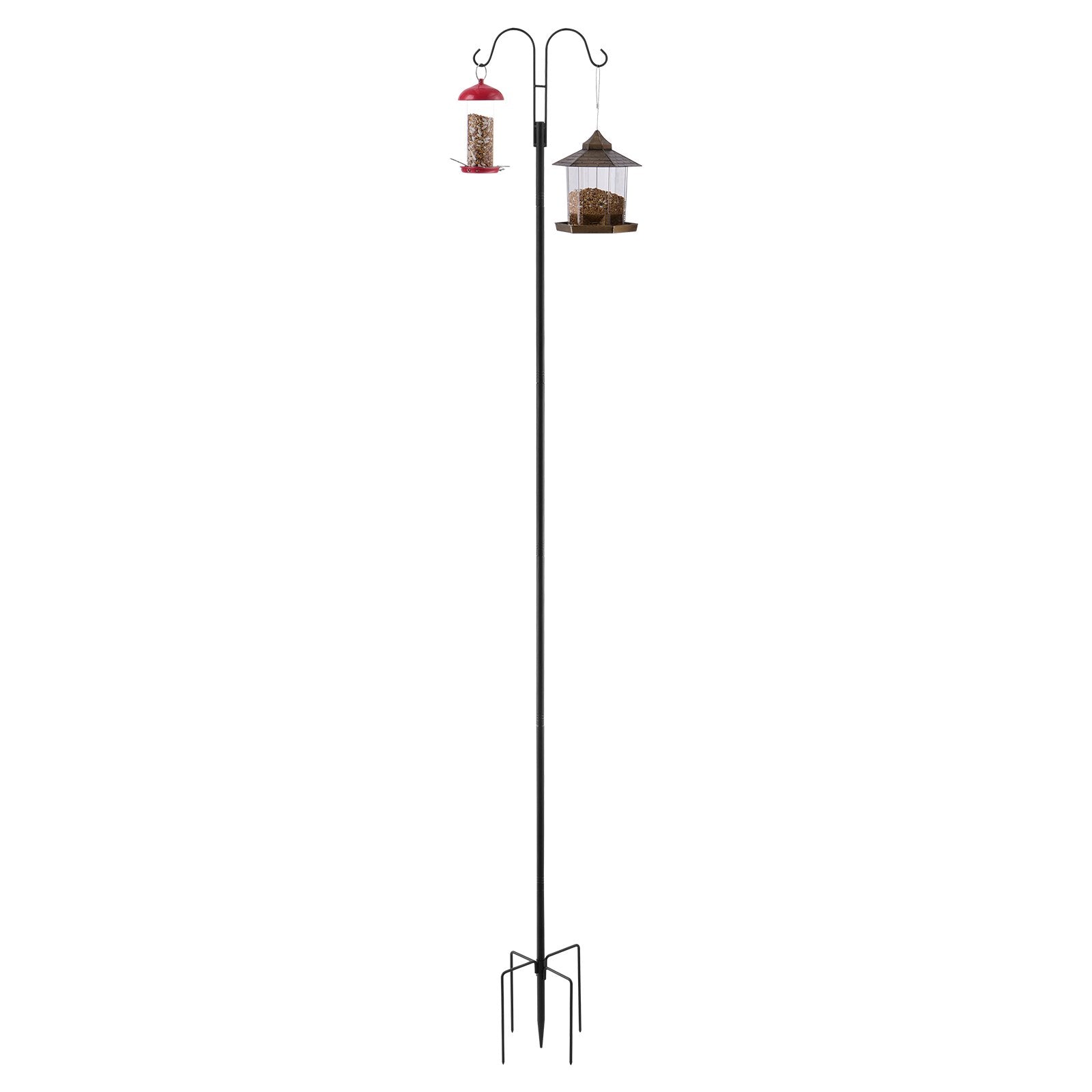 Sturdy 92-Inch Double Shepherds Hooks for Outdoor Use - 8 Pack Heavy Duty Bird Feeder Poles, Garden Hooks for Hummingbird Feeders, Baskets, Solar Lights, Wind Chimes, Rust-Resistant Steel, Easy to Install
