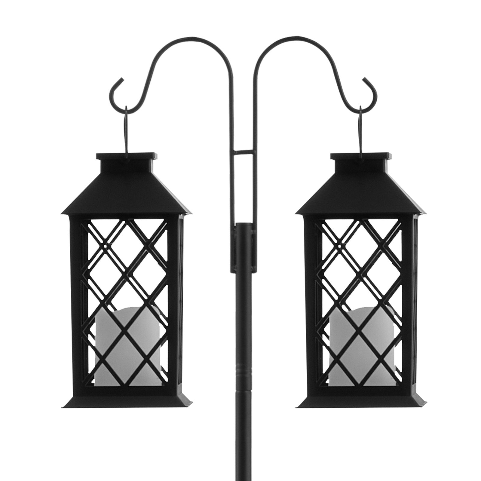Sturdy 92-Inch Double Shepherds Hooks for Outdoor Use - 8 Pack Heavy Duty Bird Feeder Poles, Garden Hooks for Hummingbird Feeders, Baskets, Solar Lights, Wind Chimes, Rust-Resistant Steel, Easy to Install