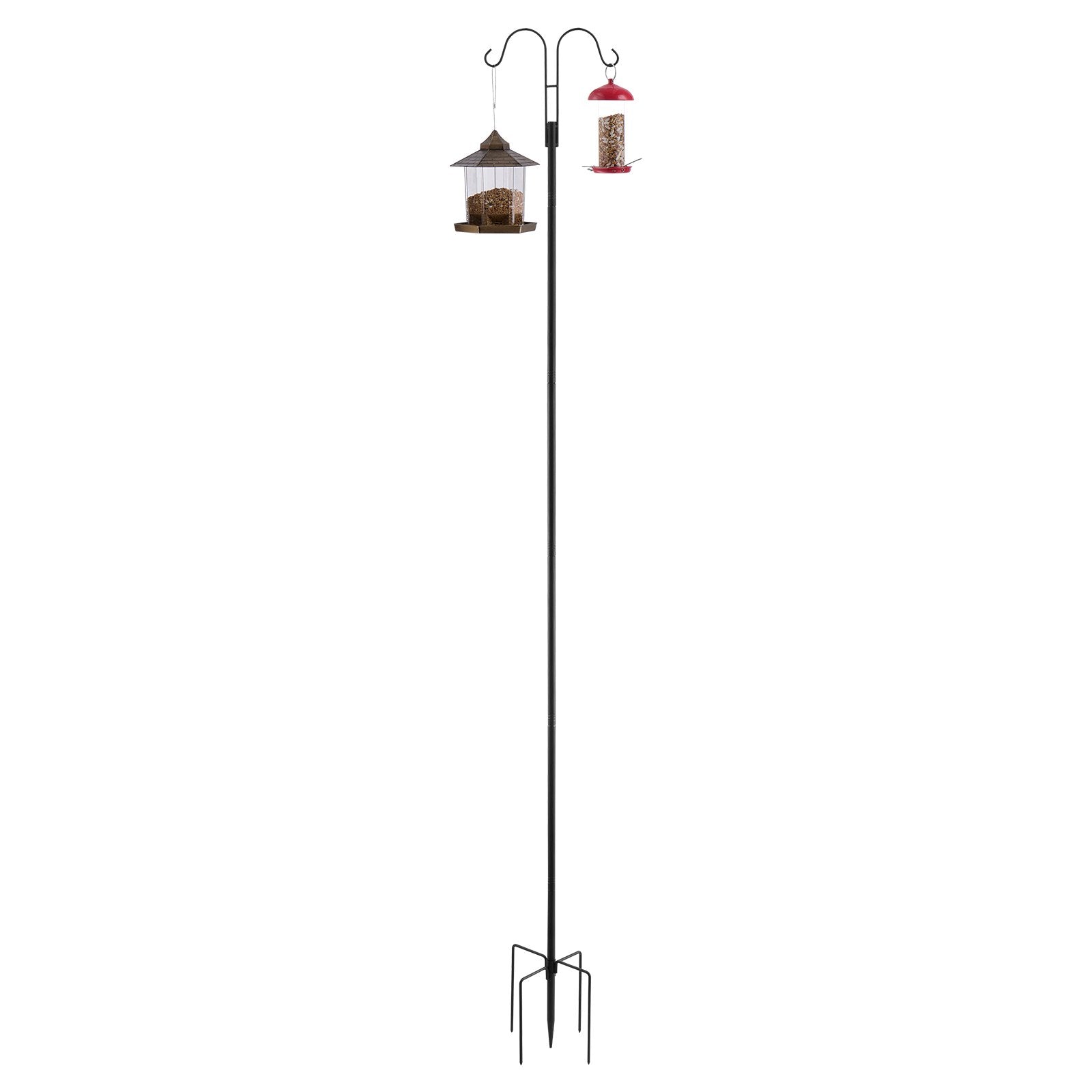 Sturdy 92-Inch Double Shepherds Hooks for Outdoor Use - 8 Pack Heavy Duty Bird Feeder Poles, Garden Hooks for Hummingbird Feeders, Baskets, Solar Lights, Wind Chimes, Rust-Resistant Steel, Easy to Install