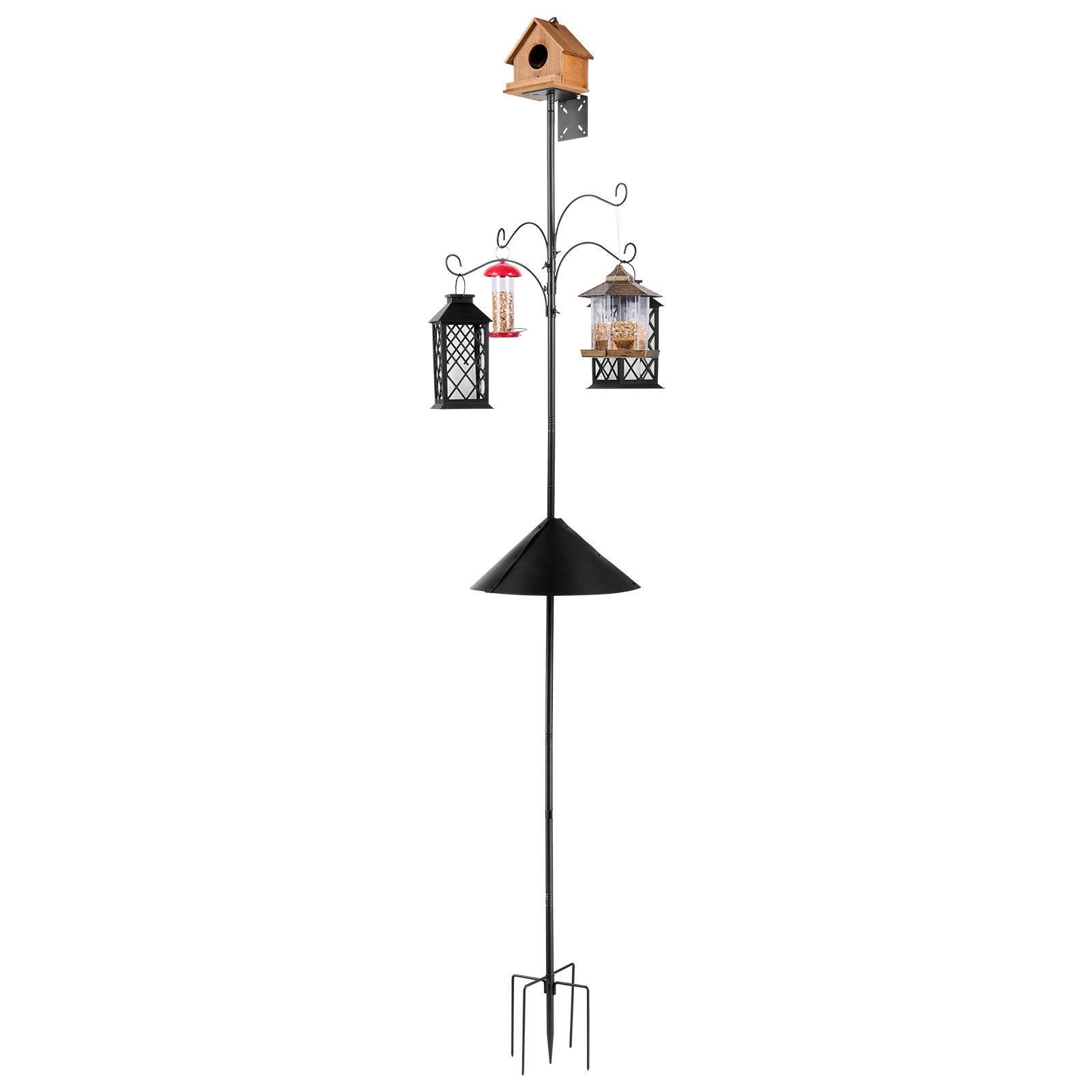 Premium 92" Wild Bird Feeder Station with 4 Hooks & Squirrel Guard, Heavy-Duty Steel Pole, Adjustable Height, Easy Install, Rust-Resistant
