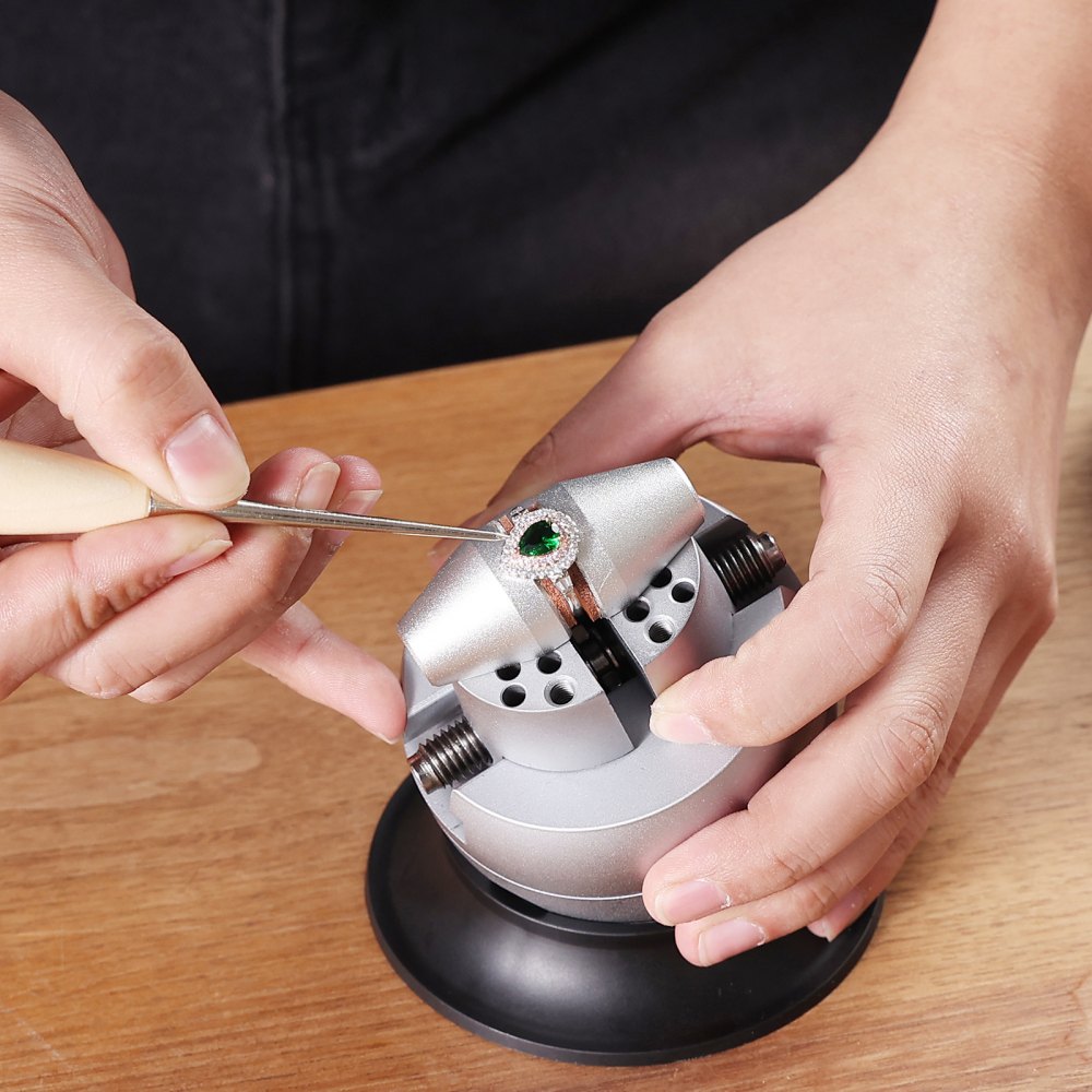 VEVOR Ball Vise 3\" Engraving Setting Tool 360°Rotation Professional Ball Vise 30 PCS Attachment Jewelry Engraving Block Tools Standard Block (3inch)