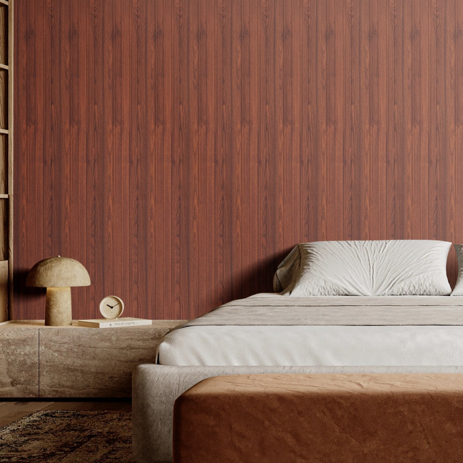 Modern Black Walnut Acoustic Wall Panels, 8-Pack 96"x6" WPC Slat Design for Stylish Decor, Noise Reduction, Faux Wood Accent, Easy Install