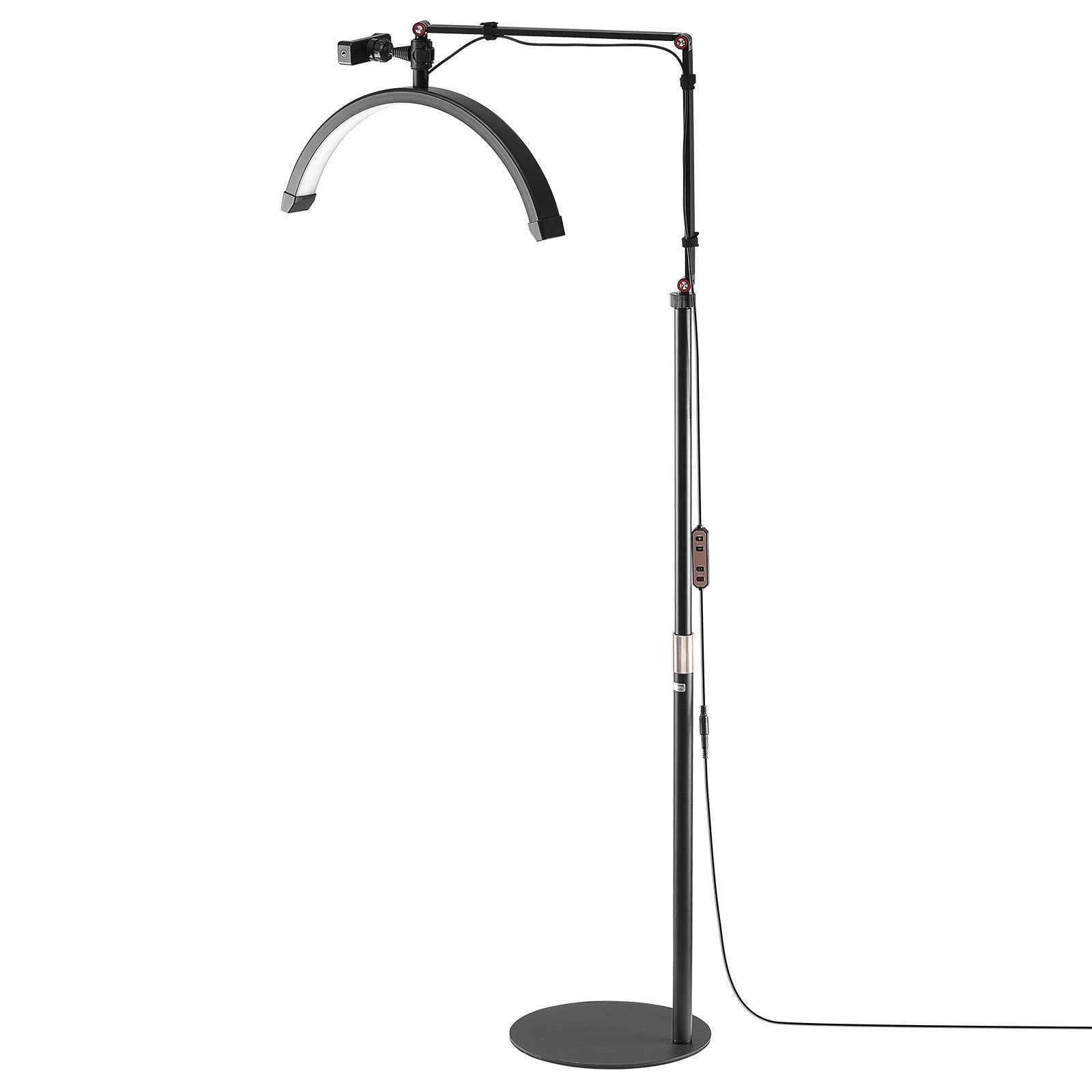 Versatile Half Moon LED Lamp for Estheticians - Floor & Desk Use, Phone Holder, Remote Control, Perfect for Lash Extensions, Beauty, Skincare, Eyebrows, Tattoos