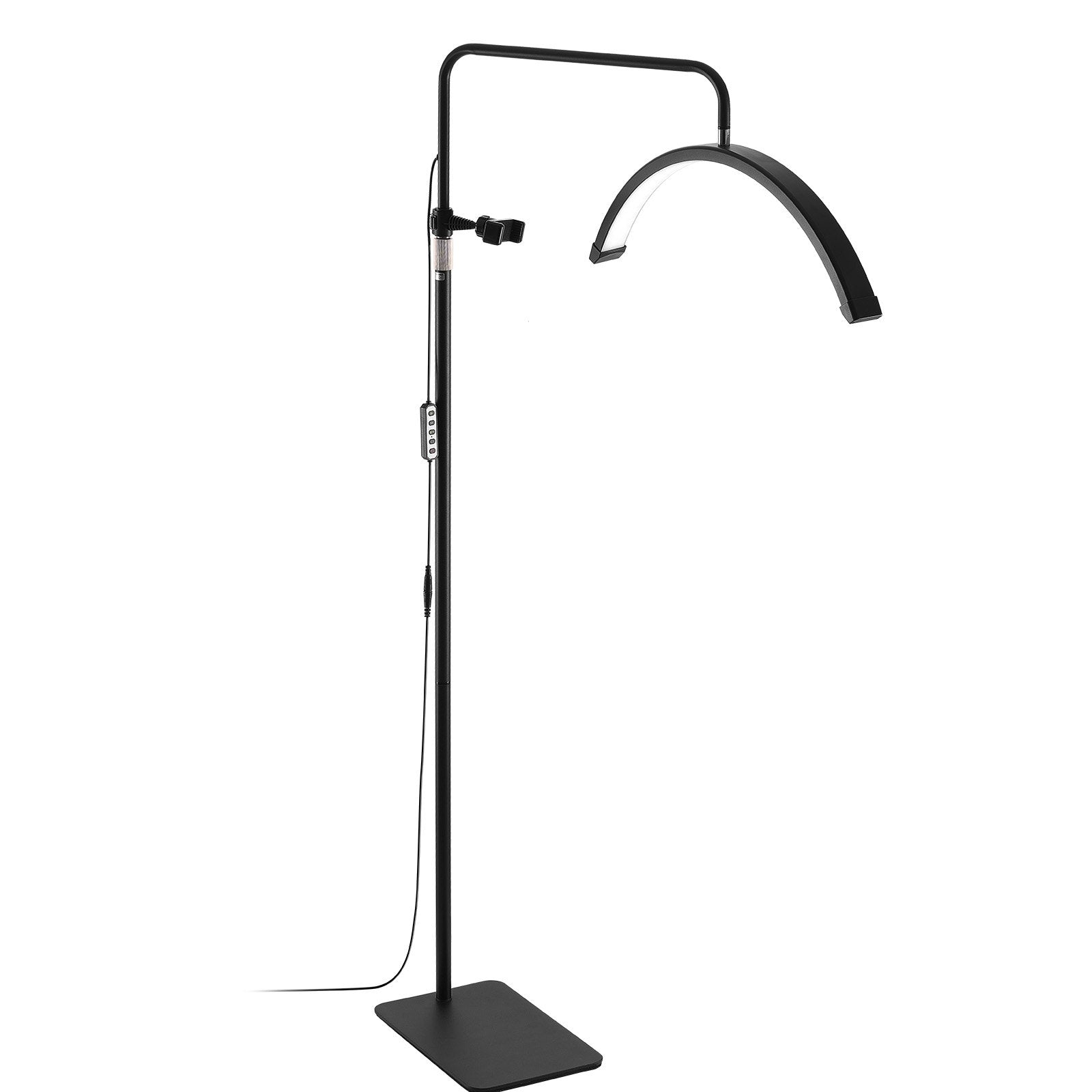 23" Dimmable Half Moon LED Floor Lamp for Estheticians - Lash Light with Phone Holder, Remote; Ideal for Beauty, Skincare, Eyebrows, Tattoos