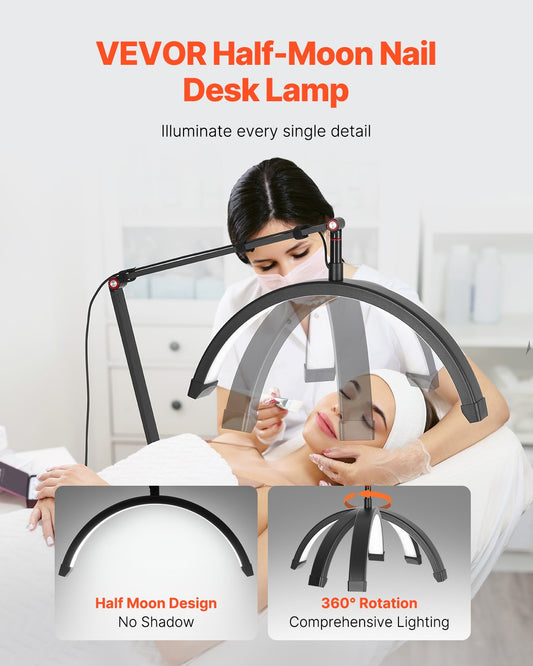 Nail Tech Desk Lamp, 20W Clip-On Lash Light with Phone Holder, Adjustable LED Brightness, Color Temp for Beauty, Tattoo, Eyelash Extensions