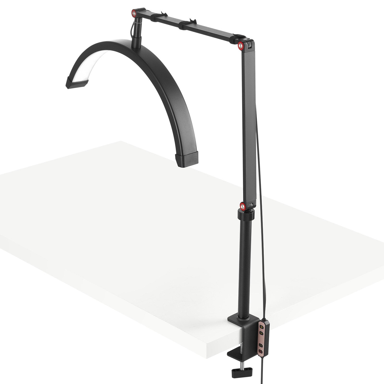 Nail Tech Desk Lamp, 20W Clip-On Lash Light with Phone Holder, Adjustable LED Brightness, Color Temp for Beauty, Tattoo, Eyelash Extensions
