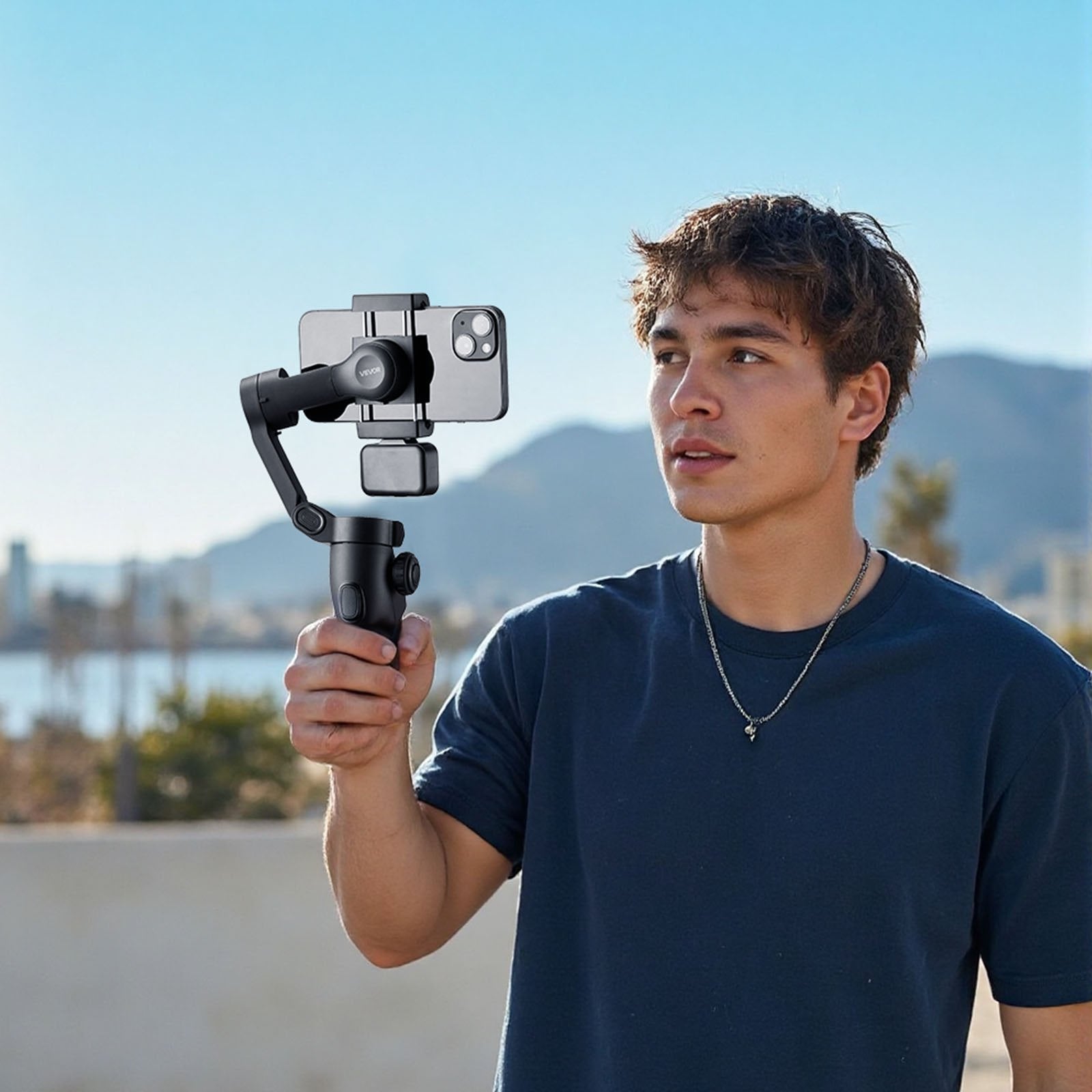 Smartphone Gimbal Stabilizer - 3-Axis Phone Stabilizer with Magnetic Fill Light, Face Tracking, Gesture Control for Vlogging & Video Recording