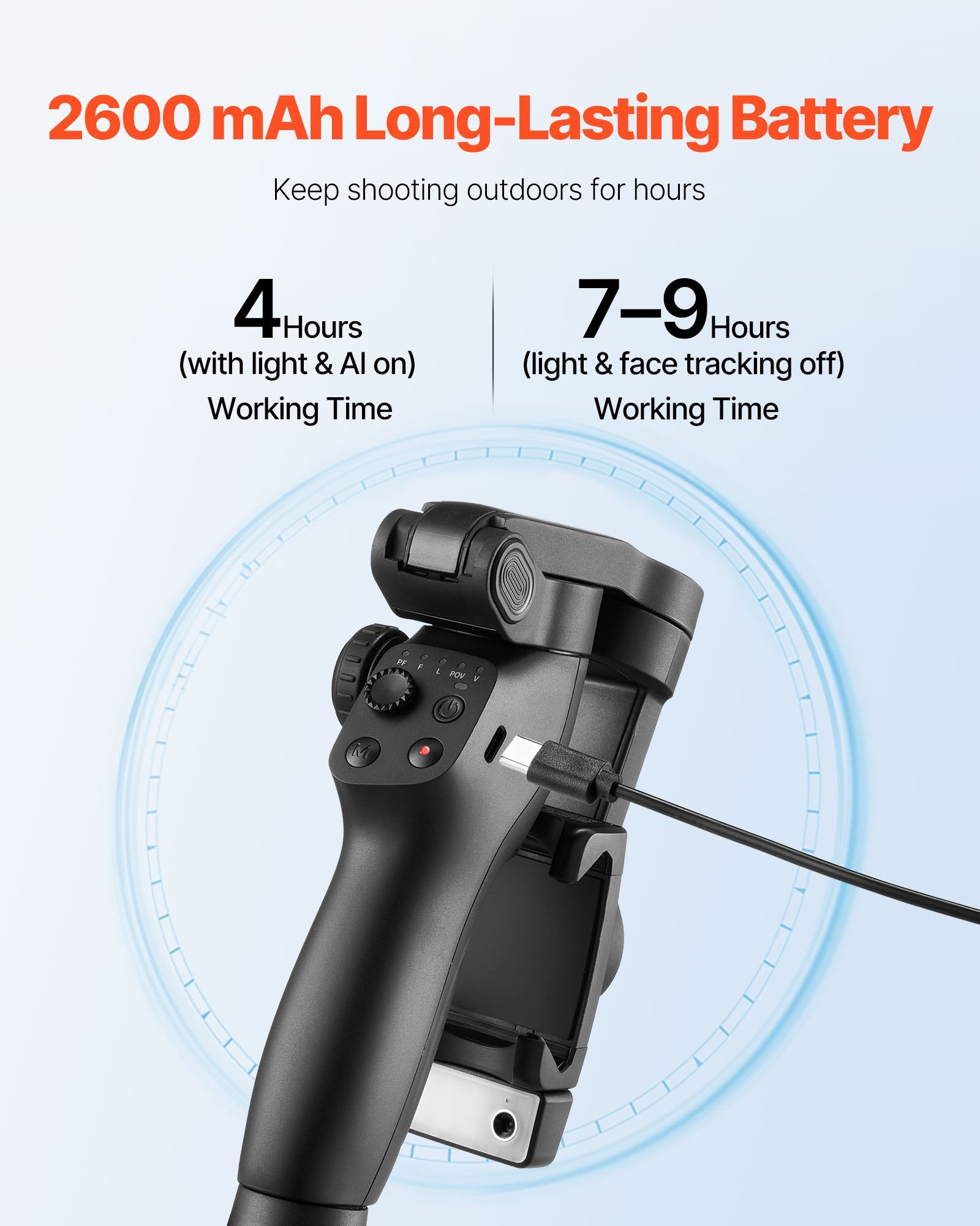 Portable 3-Axis Smartphone Gimbal Stabilizer with AI Tracking, Fill Light, Tripod - Foldable Phone Stabilizer for Android & iPhone Video Recording