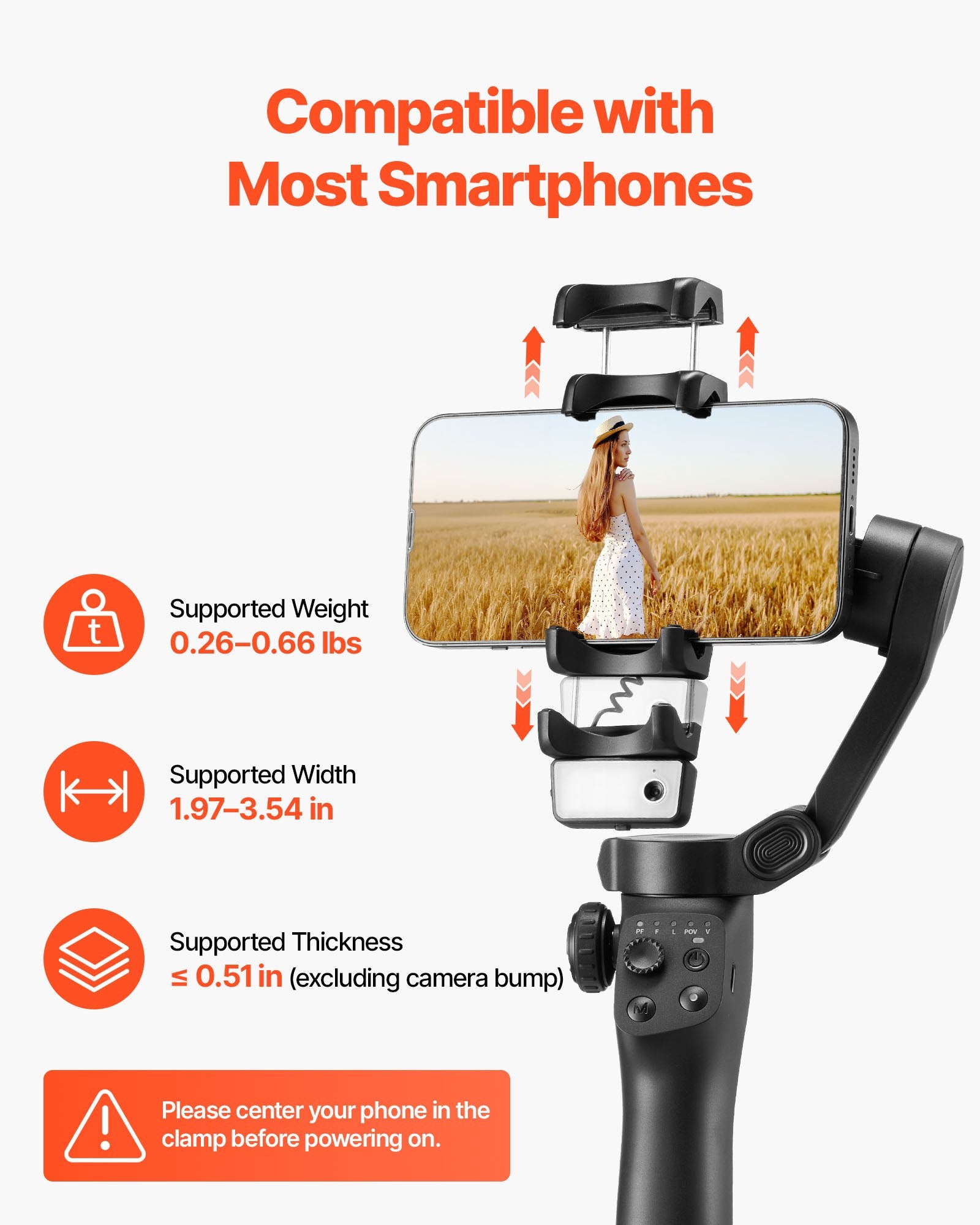 Portable 3-Axis Smartphone Gimbal Stabilizer with AI Tracking, Fill Light, Tripod - Foldable Phone Stabilizer for Android & iPhone Video Recording