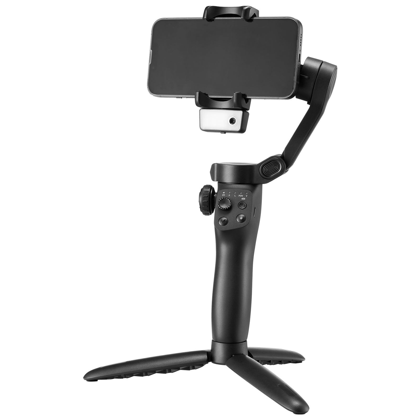Portable 3-Axis Smartphone Gimbal Stabilizer with AI Tracking, Fill Light, Tripod - Foldable Phone Stabilizer for Android & iPhone Video Recording