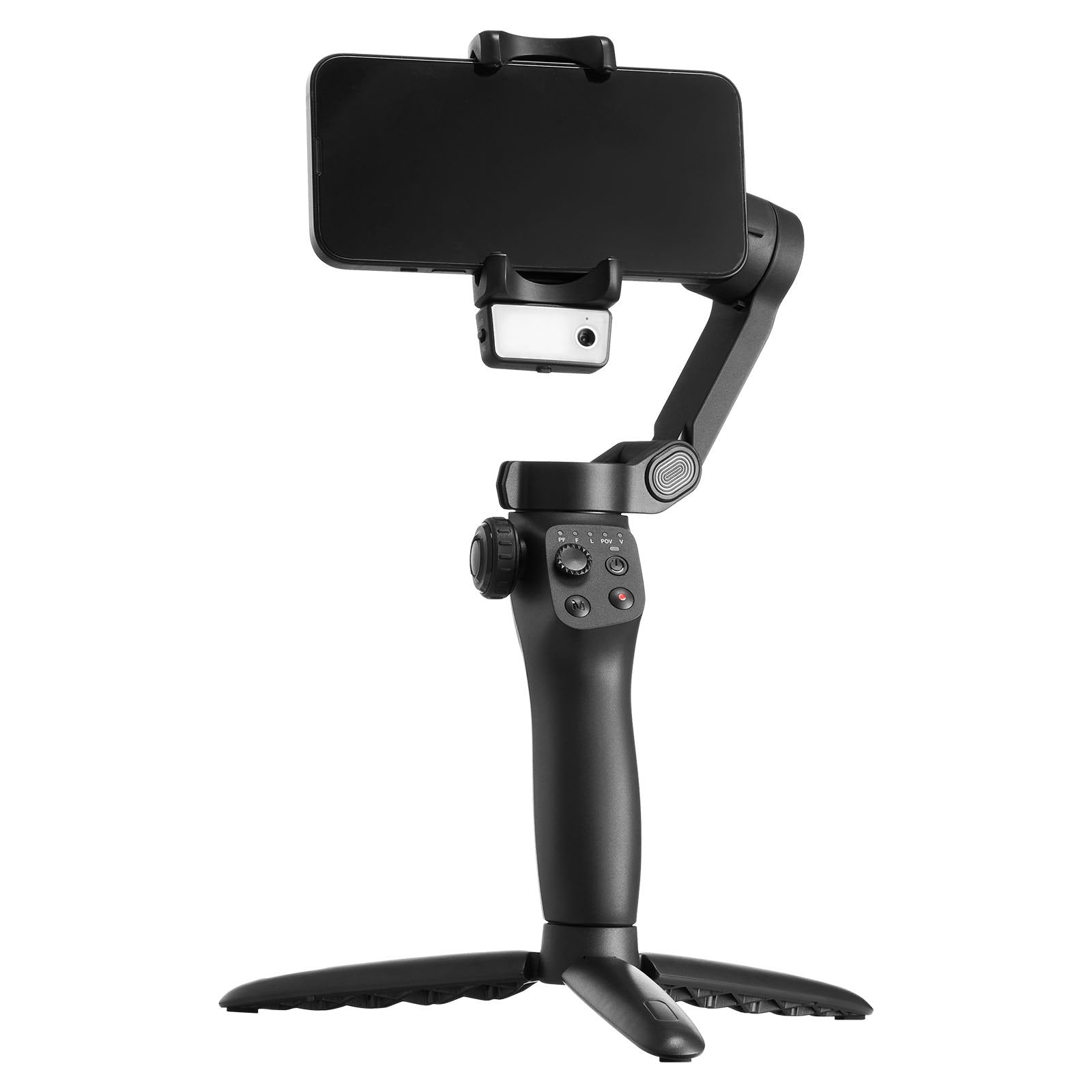 Portable 3-Axis Smartphone Gimbal Stabilizer with AI Tracking, Fill Light, Tripod - Foldable Phone Stabilizer for Android & iPhone Video Recording