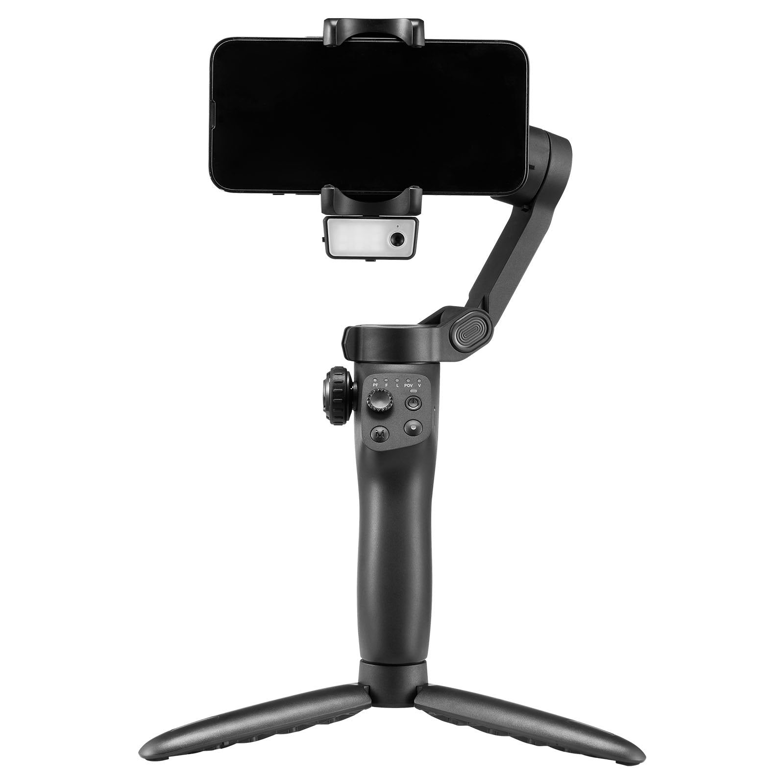 Portable 3-Axis Smartphone Gimbal Stabilizer with AI Tracking, Fill Light, Tripod - Foldable Phone Stabilizer for Android & iPhone Video Recording