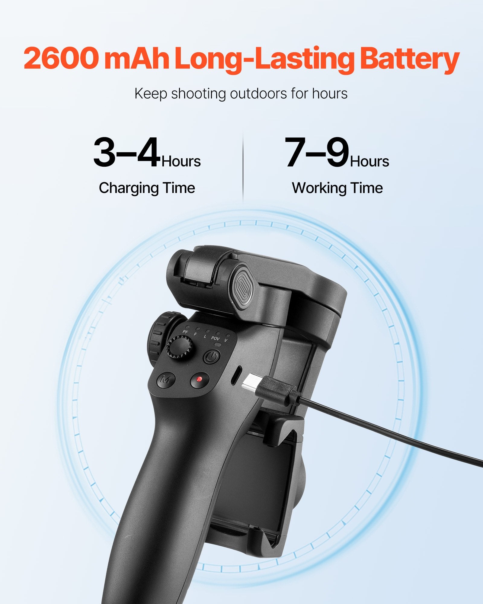 Portable 3-Axis Smartphone Gimbal Stabilizer with Face/Object Tracking, Compatible with Android & iPhone, Foldable Tripod for Video Recording