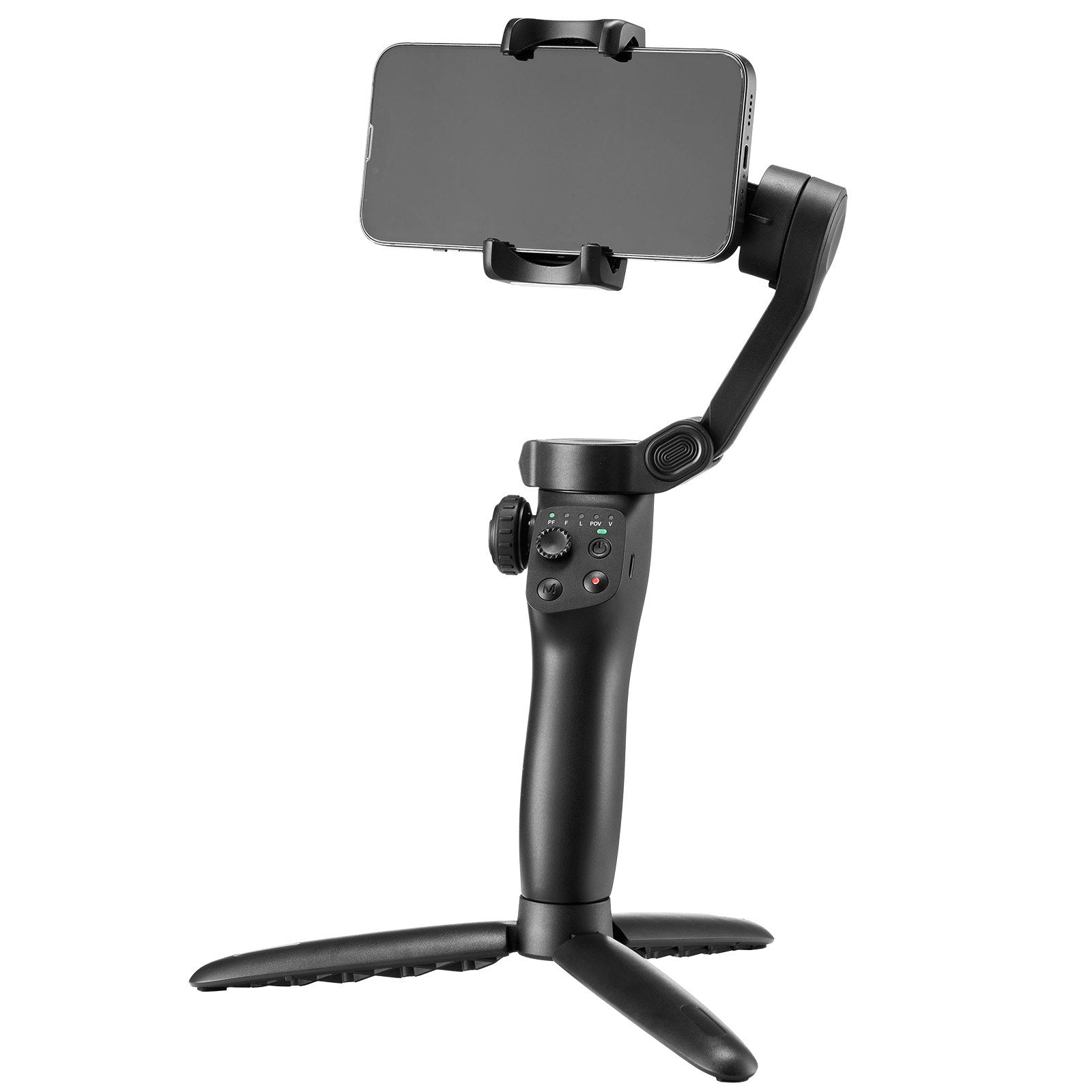 Portable 3-Axis Smartphone Gimbal Stabilizer with Face/Object Tracking, Compatible with Android & iPhone, Foldable Tripod for Video Recording