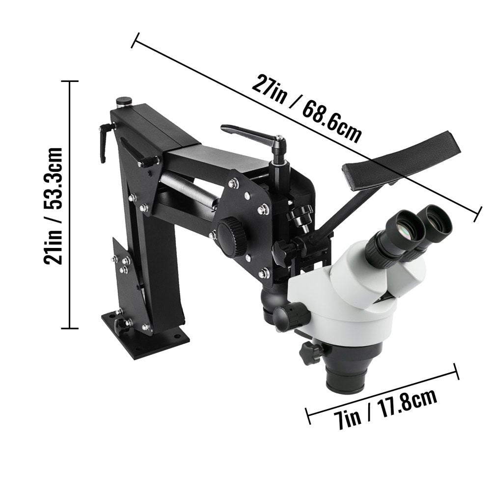 VEVOR Micro Inlaid Mirror Multi-Directional Microscope with Spring Bracket 7X-45X Multi-Directional Micro-Setting Microscope Microscope Gem Diamond Setting Machine with Stand Jewelry Tools