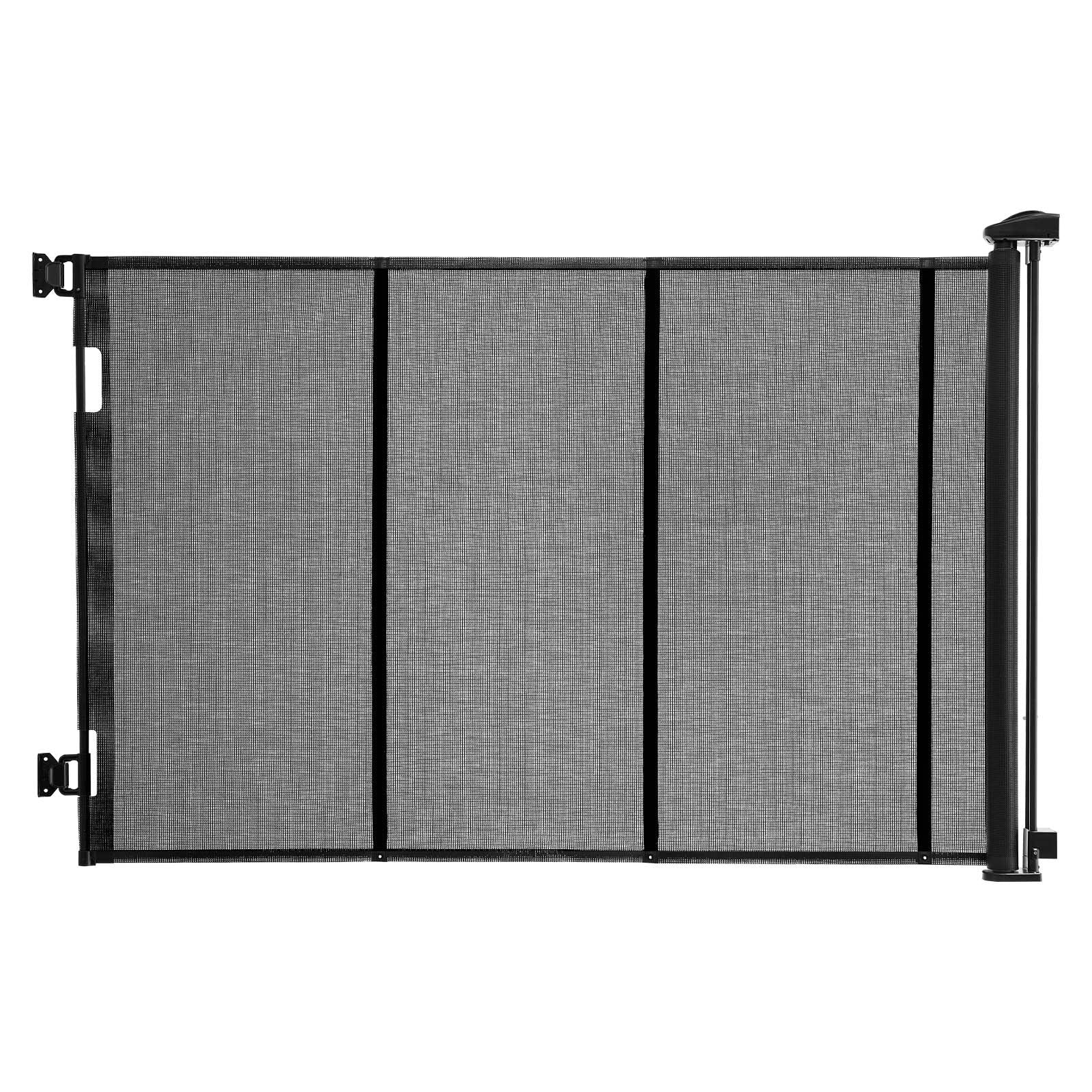 Extra Wide Retractable Baby Gate - 163.3" x 39", Reinforced Fiberglass & Mesh Design, Ideal for Decks, Doorways, Indoor & Outdoor Use, Black