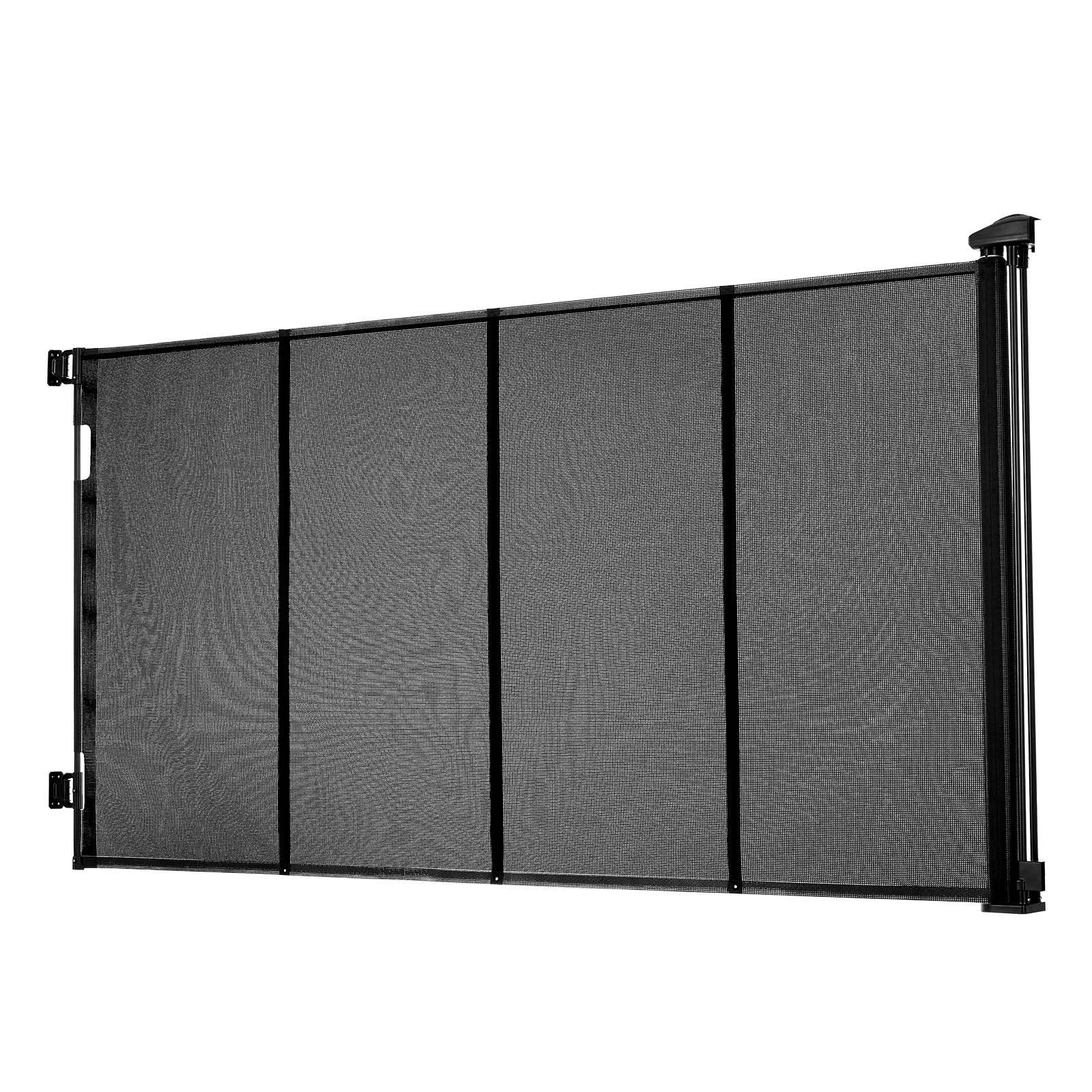 Retractable Baby and Pet Safety Gate, Extra Wide 202.7" x 39" Tall, Reinforced Fiberglass Mesh for Indoor/Outdoor Use, Ideal for Decks, Doorways, Garages, Black