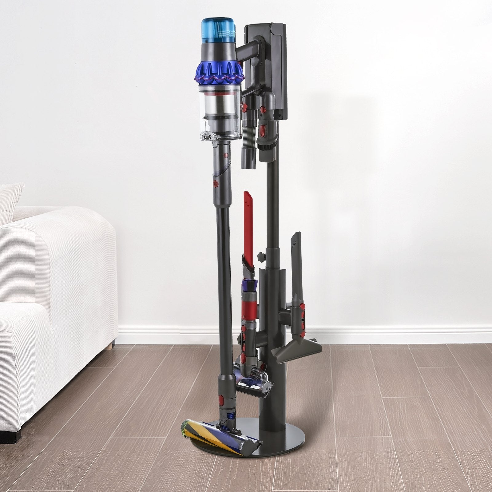 Universal Vacuum Stand for Dyson Models V7-V15 & SV Series, Sturdy Adjustable Holder with 3 Clips for Accessories, Space-Saving Organizer
