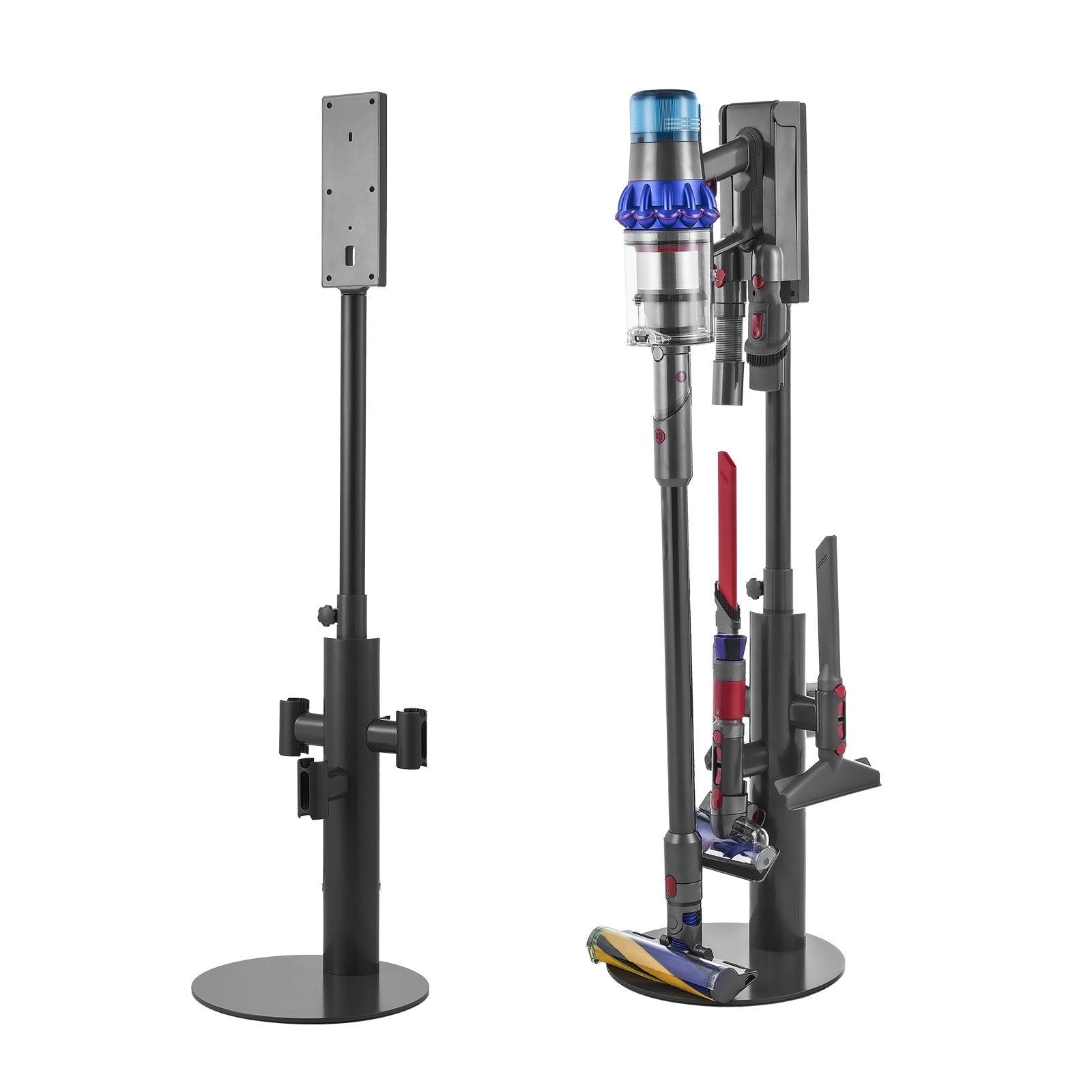 Universal Vacuum Stand for Dyson Models V7-V15 & SV Series, Sturdy Adjustable Holder with 3 Clips for Accessories, Space-Saving Organizer