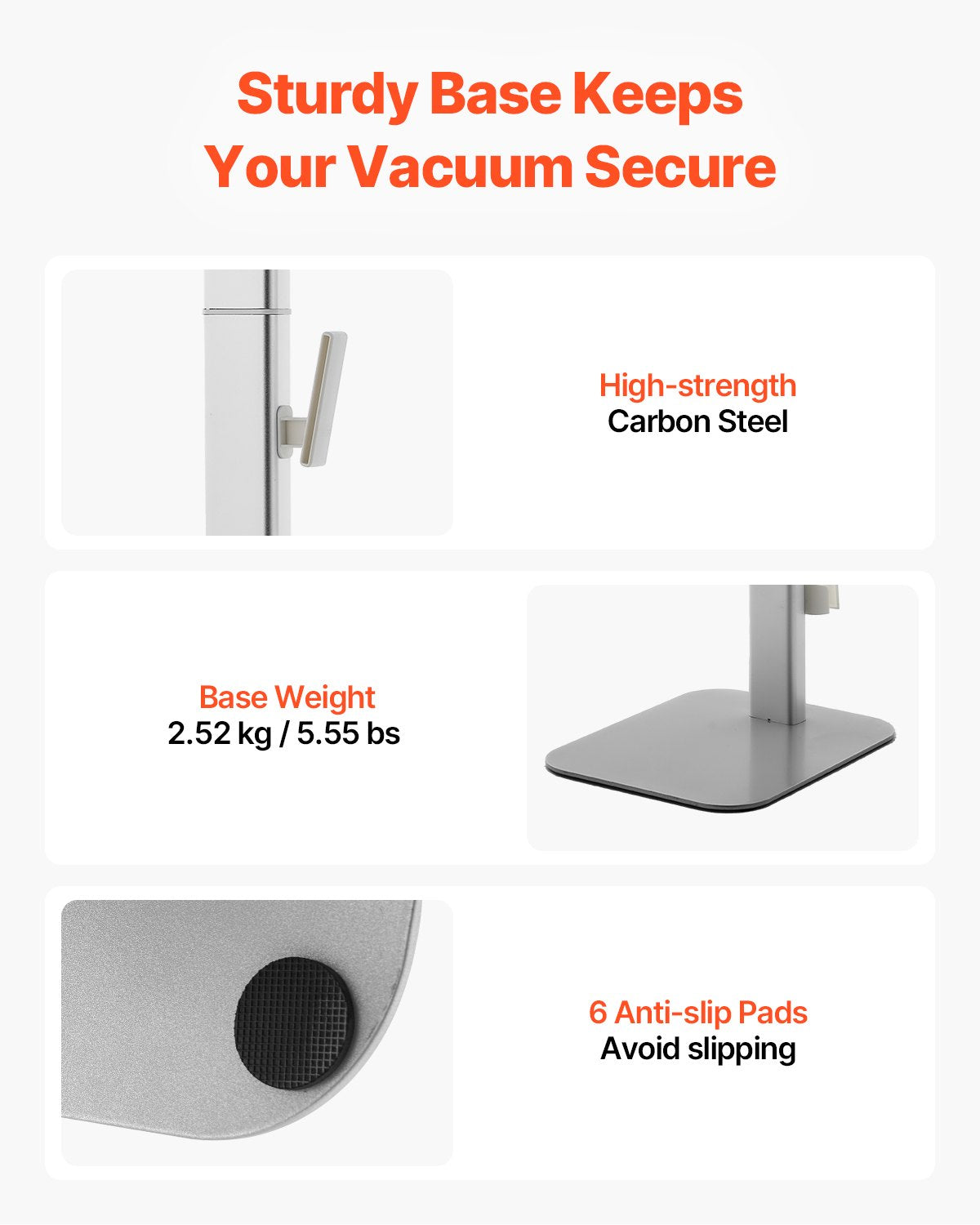 Universal Vacuum Stand Holder for Dyson G5-V6 Series, Stable Organizer with 6 Hooks, Non-slip Footpads, Space-saving Design in Gray