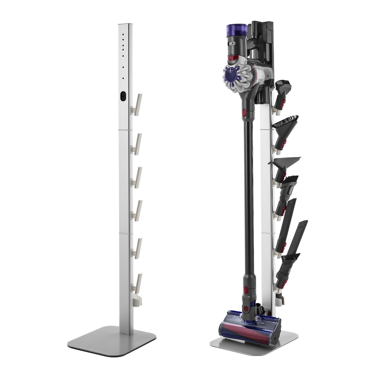 Universal Vacuum Stand Holder for Dyson G5-V6 Series, Stable Organizer with 6 Hooks, Non-slip Footpads, Space-saving Design in Gray