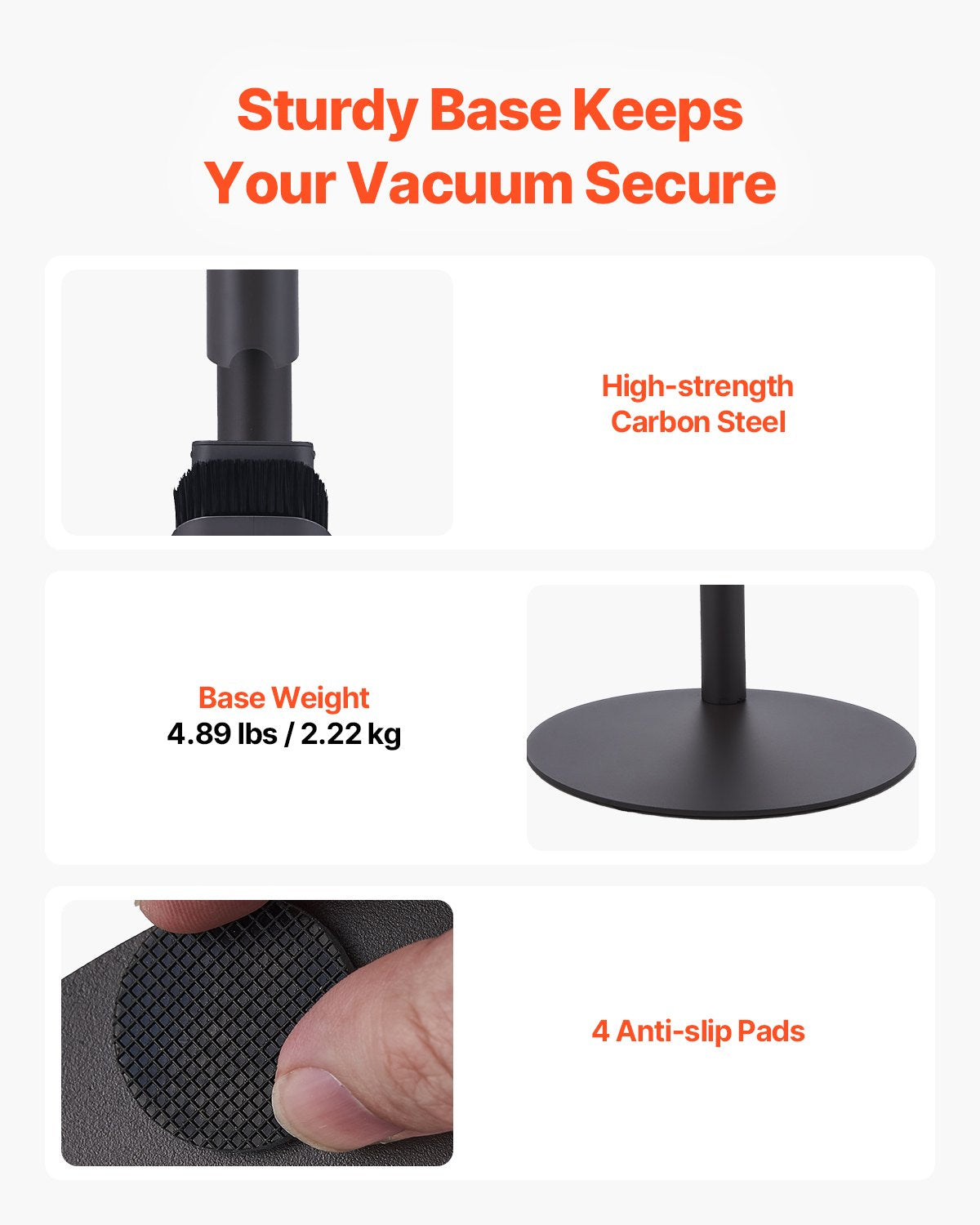 Stable Aluminum Alloy Vacuum Stand Holder for Dyson V7-V15 Series with Anti-Slip Pads and Clips for Accessories and Brush Storage