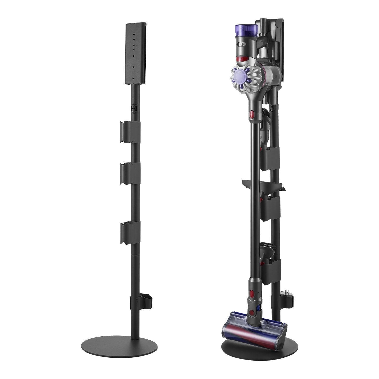 Stable Aluminum Alloy Vacuum Stand Holder for Dyson V7-V15 Series with Anti-Slip Pads and Clips for Accessories and Brush Storage