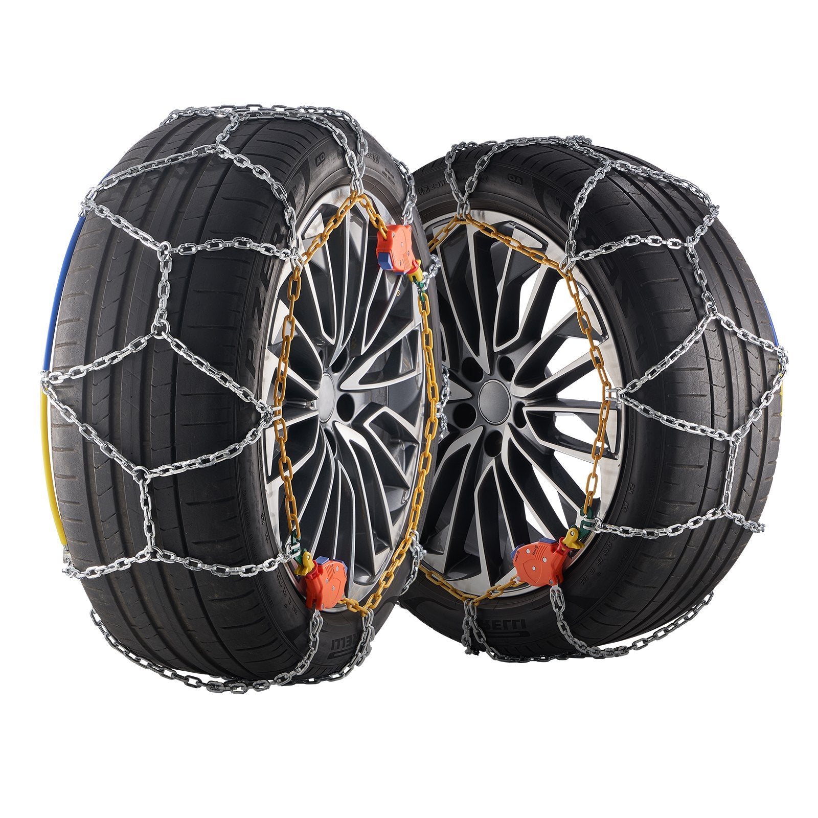 Auto Tightening Manganese Alloy Snow Chains for Cars, SUVs, Trucks – Enhanced Traction, Anti-Slip Diamond Mesh, Easy Install, Set of 2